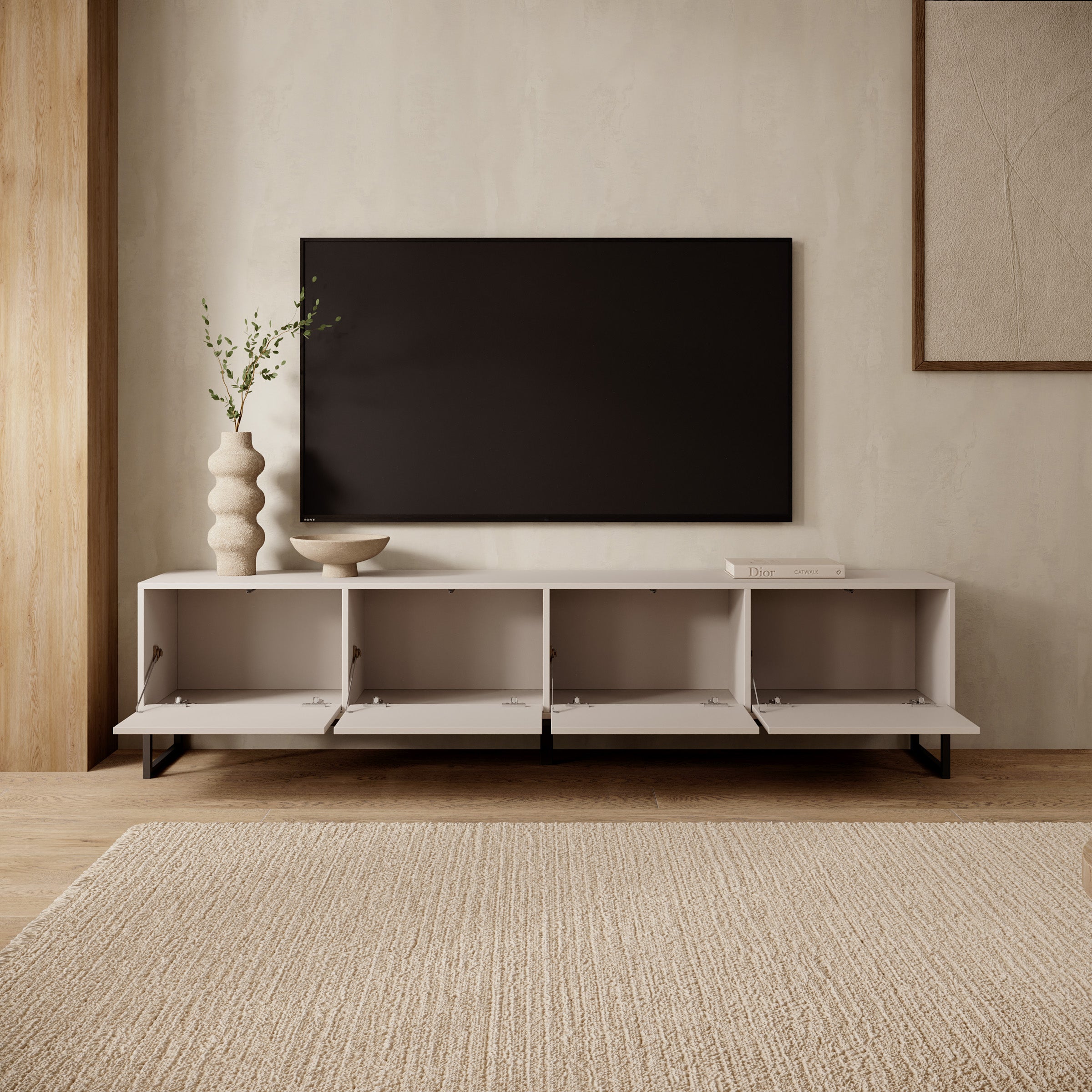 Cavero - TV-Meubel - Beige - 209x37x50 cm