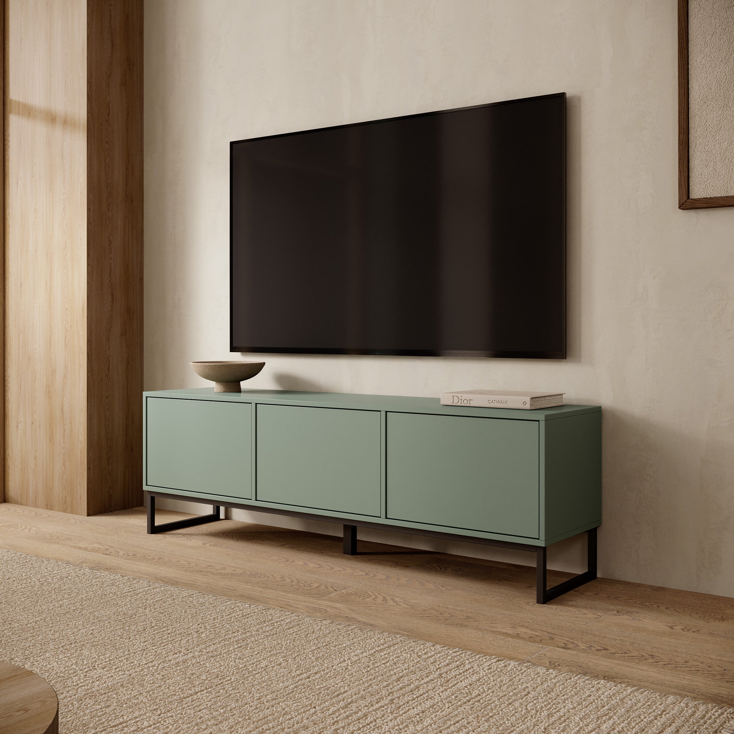 Cavero - TV-Meubel - Groen - 157x37x50 cm