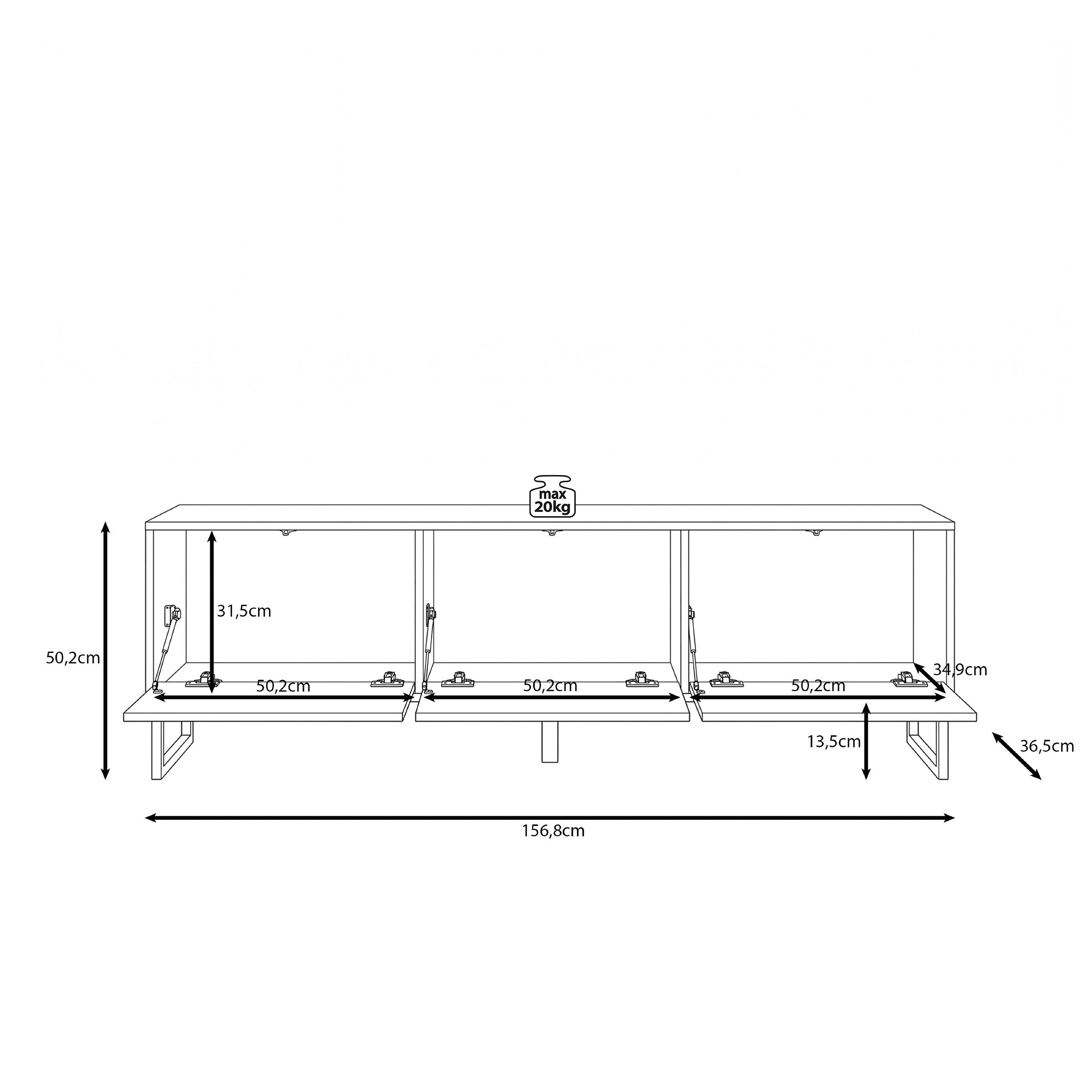 Cavero - TV-Meubel - Groen - 157x37x50 cm
