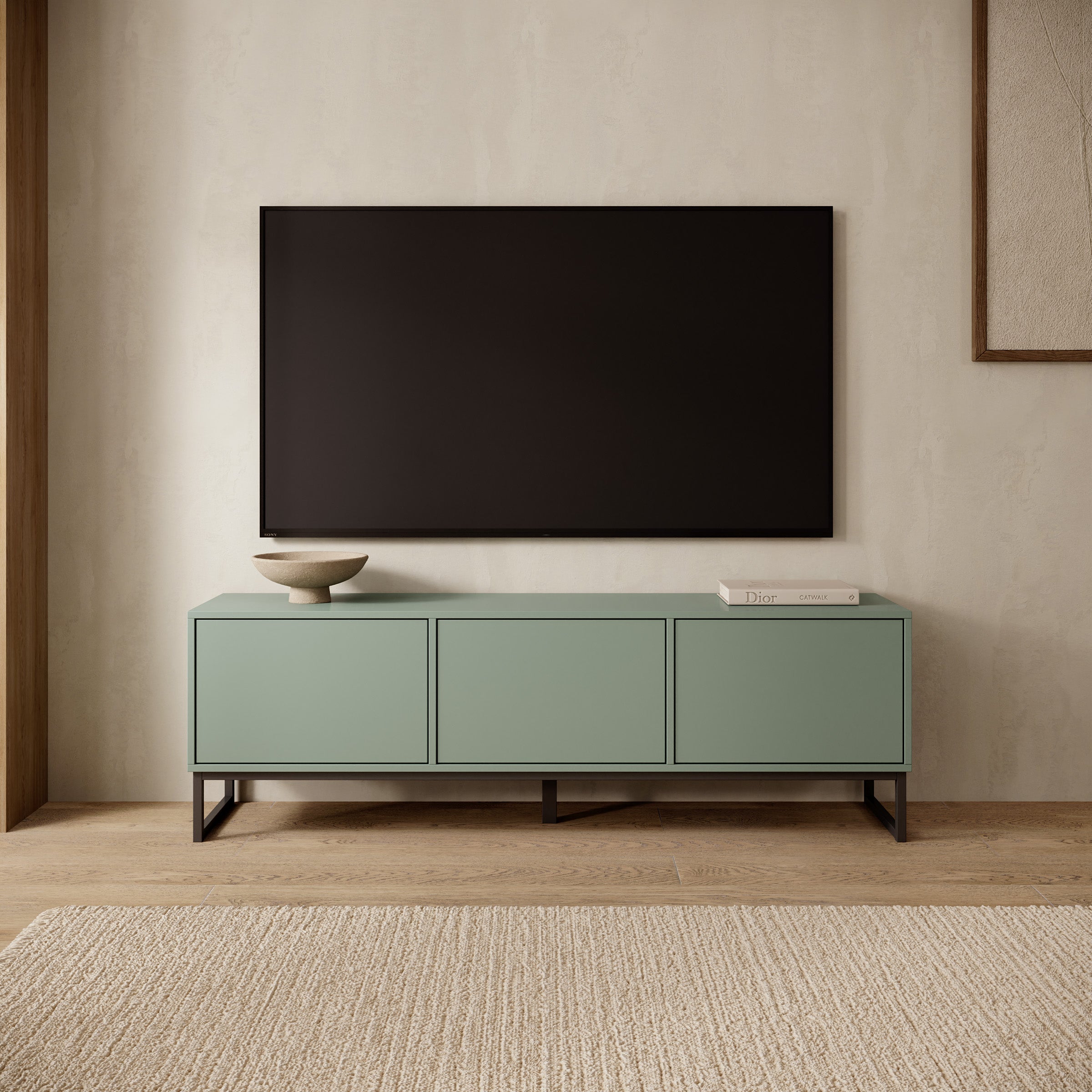 Cavero - TV-Meubel - Groen - 157x37x50 cm