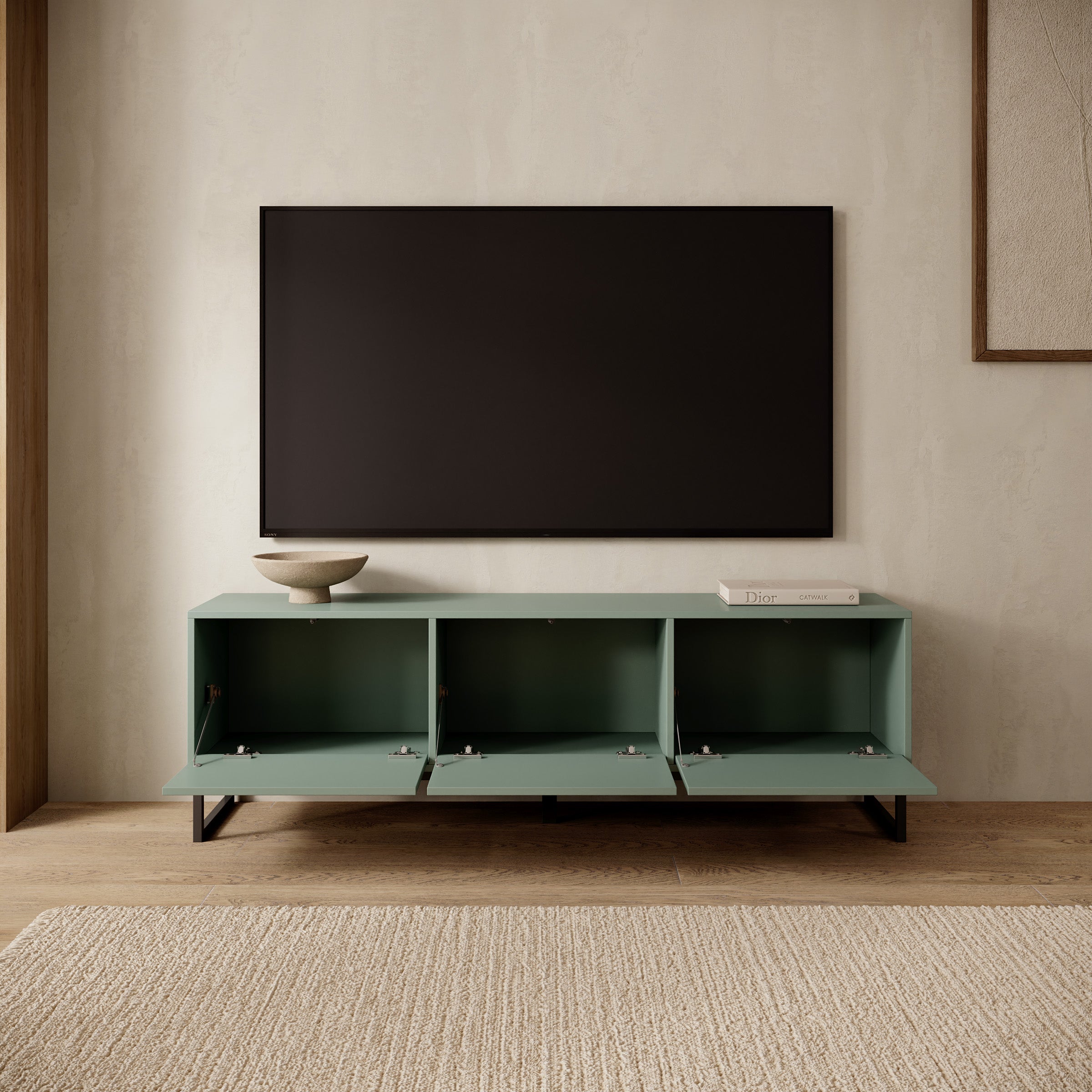 Cavero - TV-Meubel - Groen - 157x37x50 cm