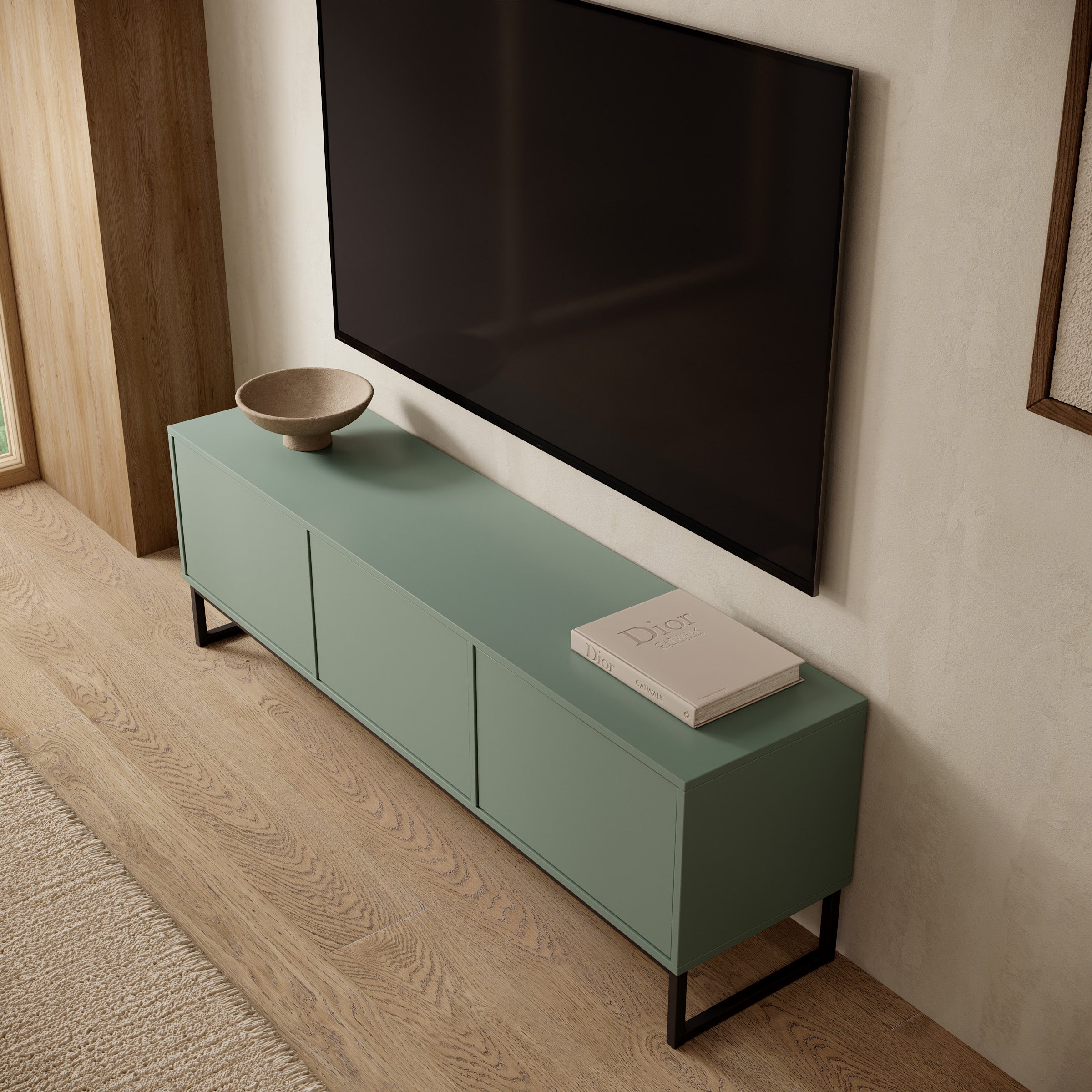 Cavero - TV-Meubel - Groen - 157x37x50 cm