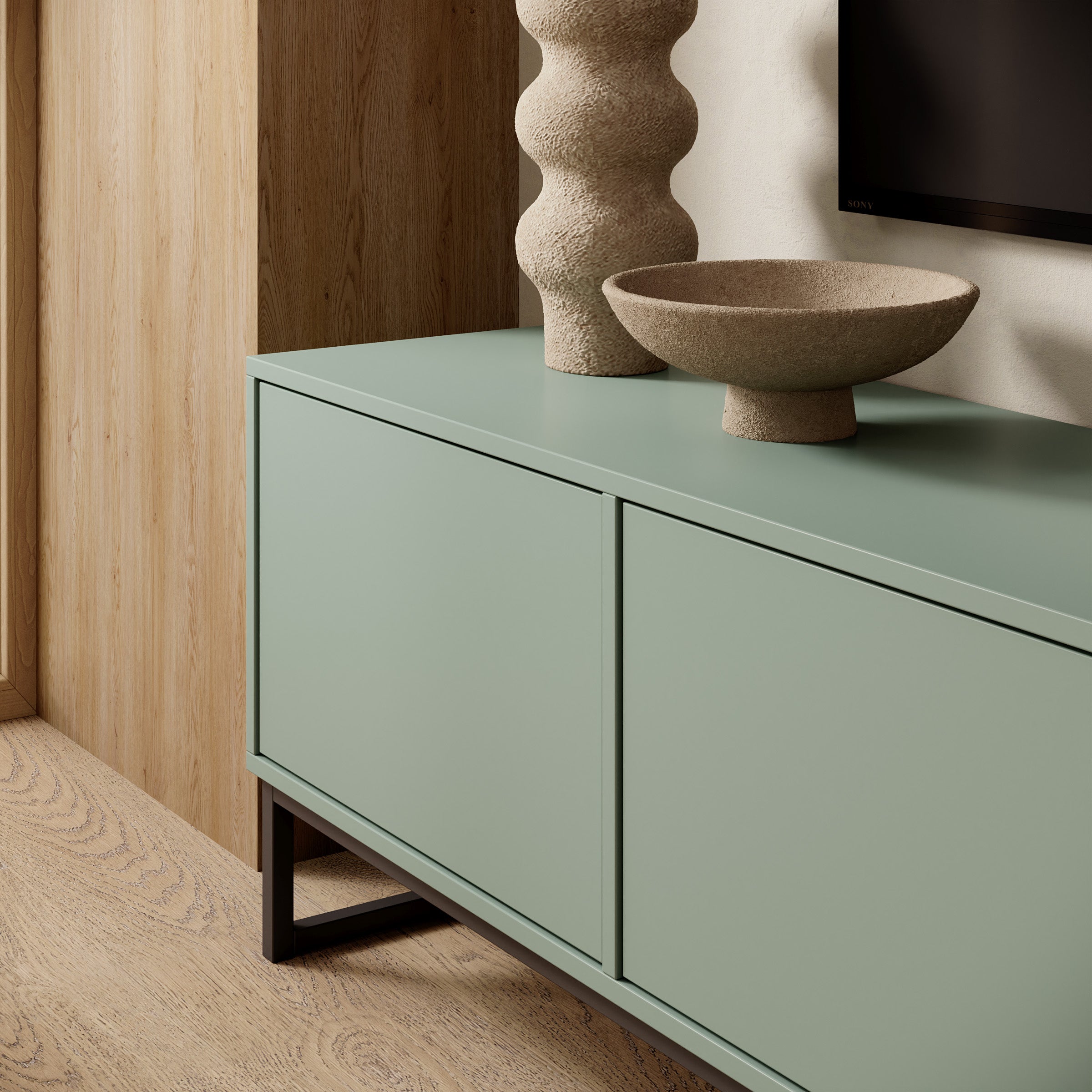 Cavero - TV-Meubel - Groen - 209x37x50 cm