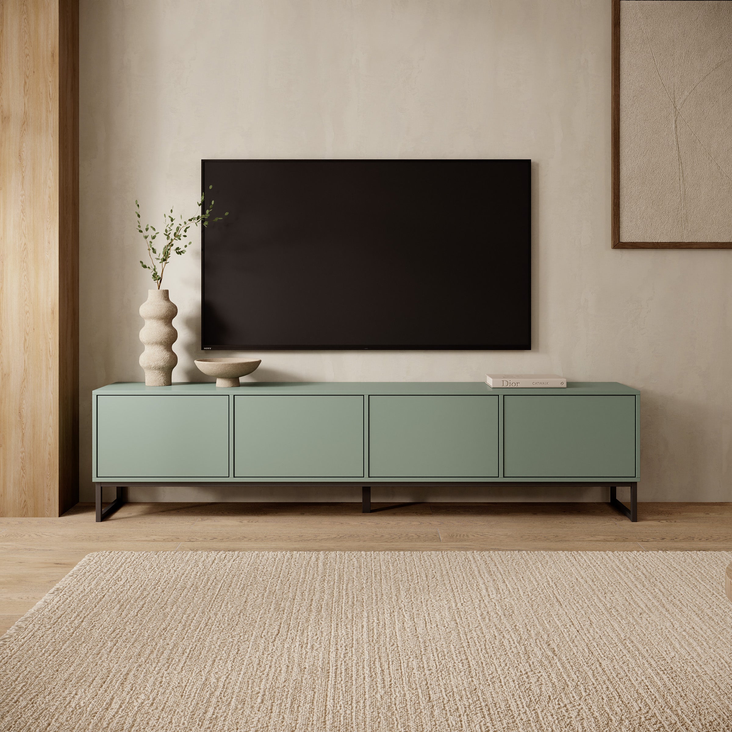 Cavero - TV-Meubel - Groen - 209x37x50 cm
