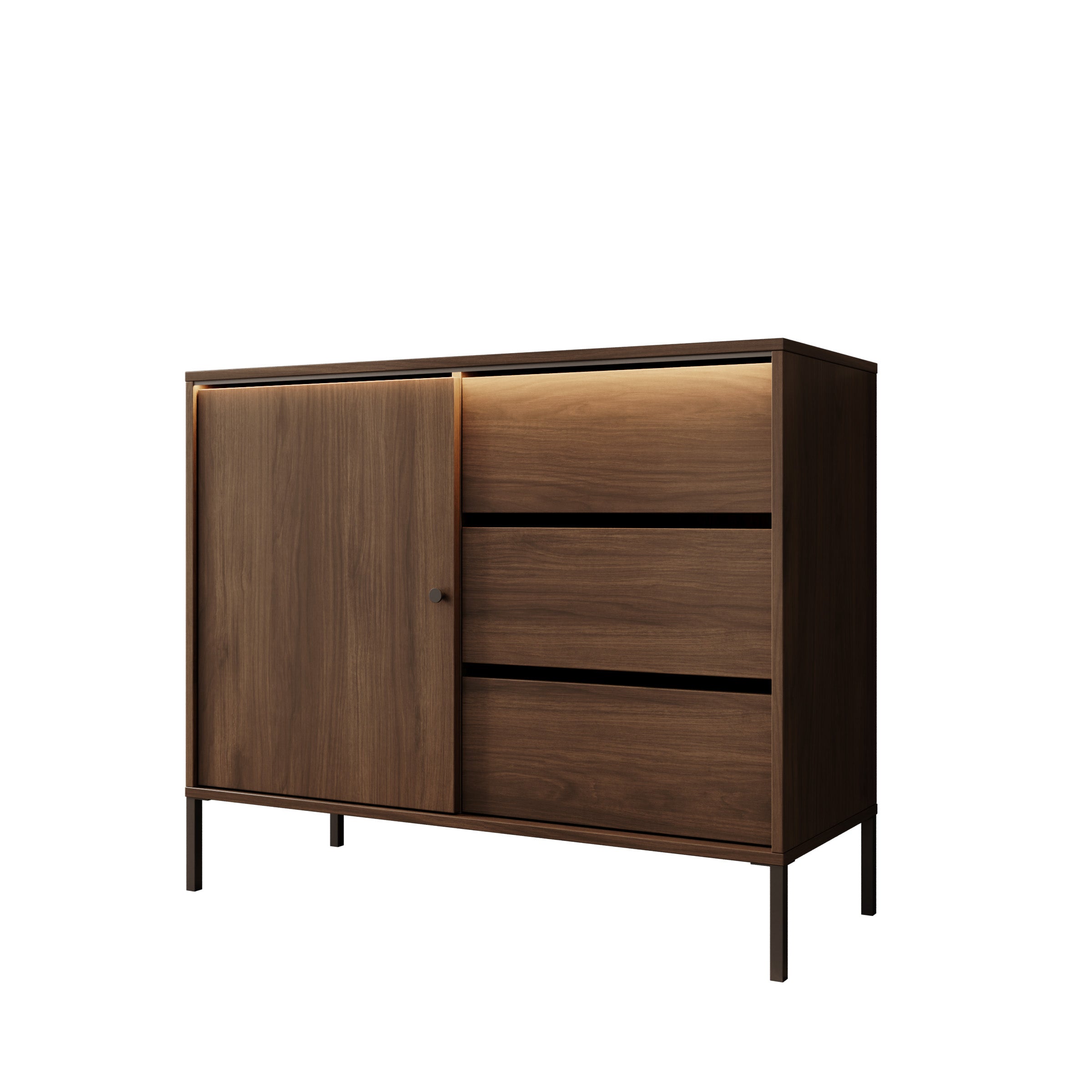 Charro - Dressoir met verlichting - Walnootpatroon - 101x40x83 cm