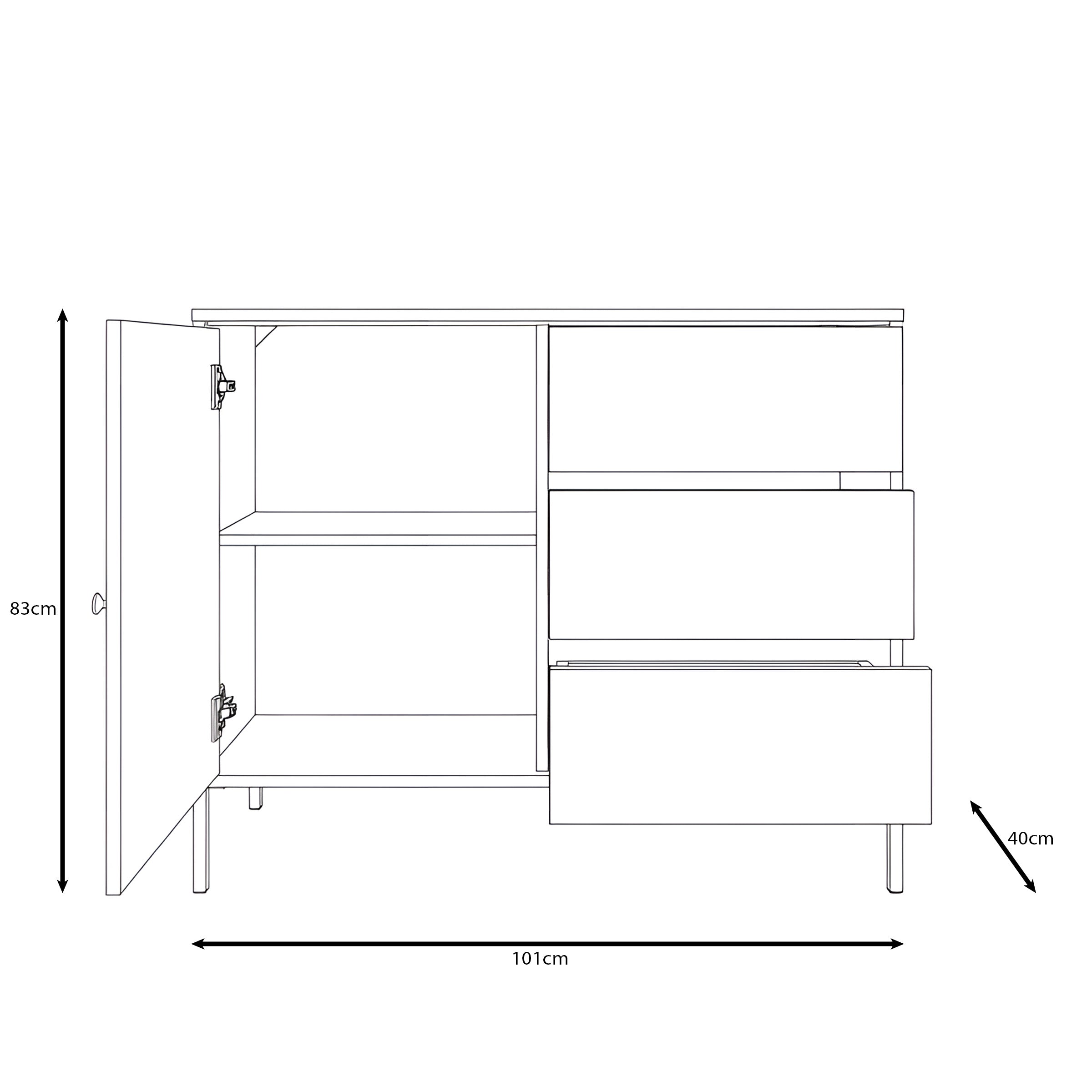 Charro - Dressoir met verlichting - Walnootpatroon - 101x40x83 cm