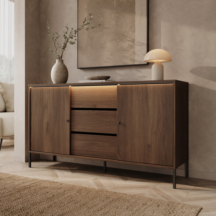 Charro - Dressoir met verlichting - Walnootpatroon - 150x40x83 cm