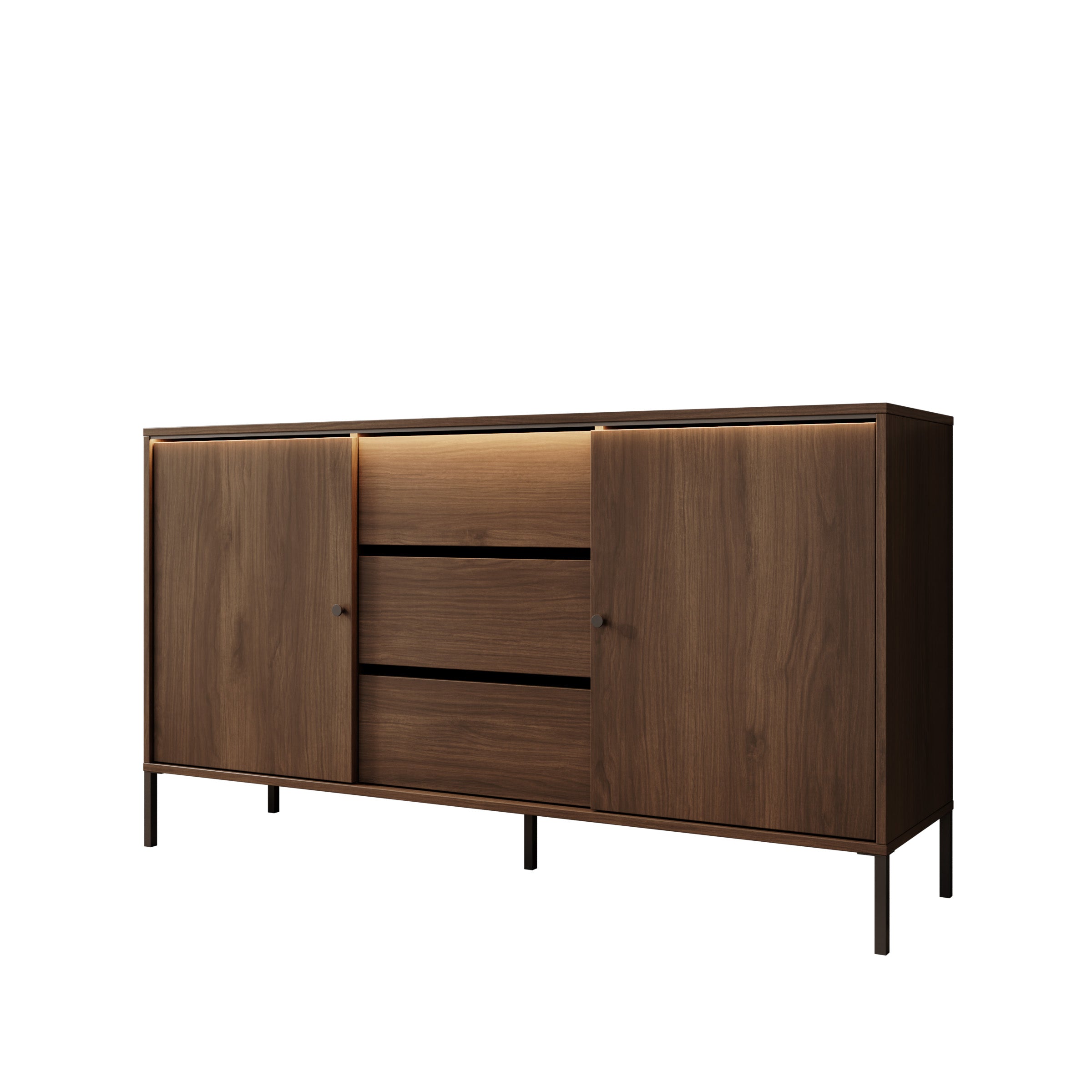 Charro - Dressoir met verlichting - Walnootpatroon - 150x40x83 cm