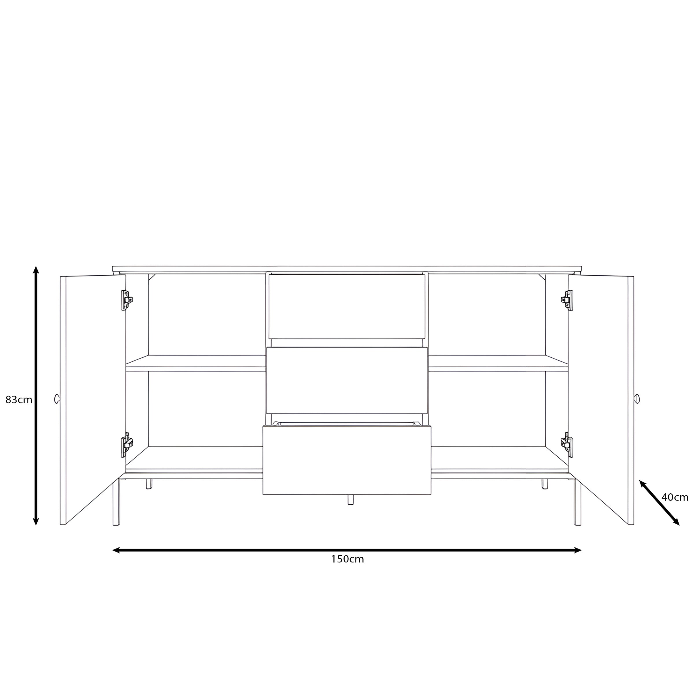 Charro - Dressoir met verlichting - Walnootpatroon - 150x40x83 cm