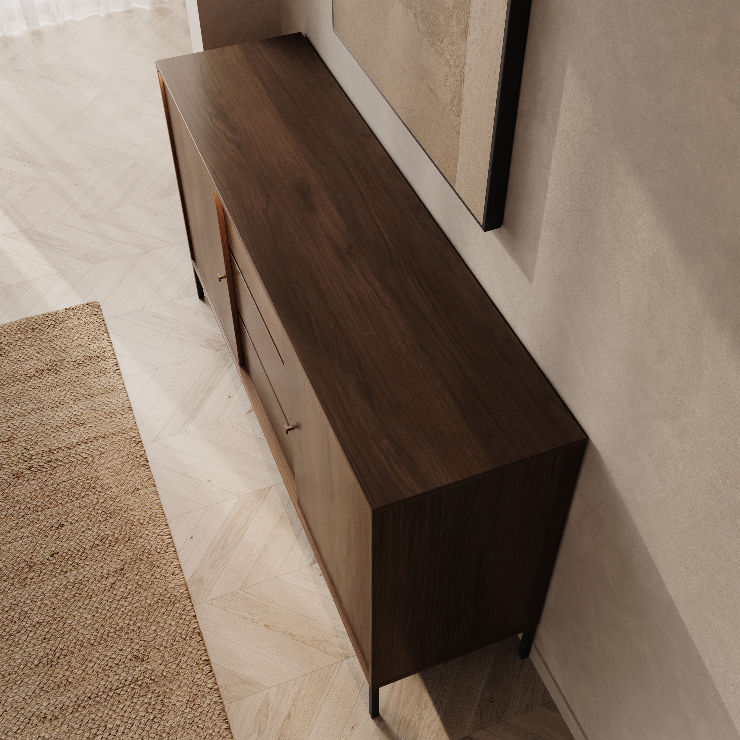 Charro - Dressoir met verlichting - Walnootpatroon - 150x40x83 cm