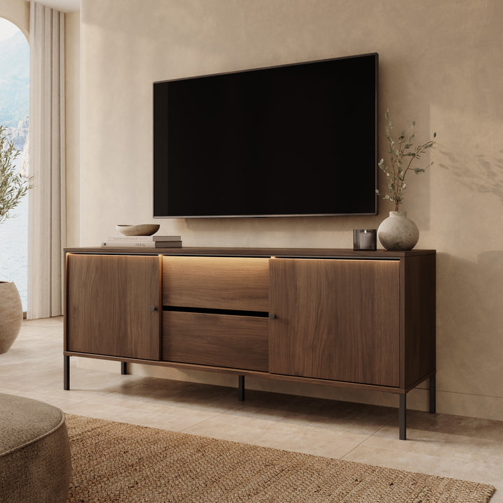 Charro - TV-Meubel met verlichting - Walnootpatroon - 150x40x61 cm