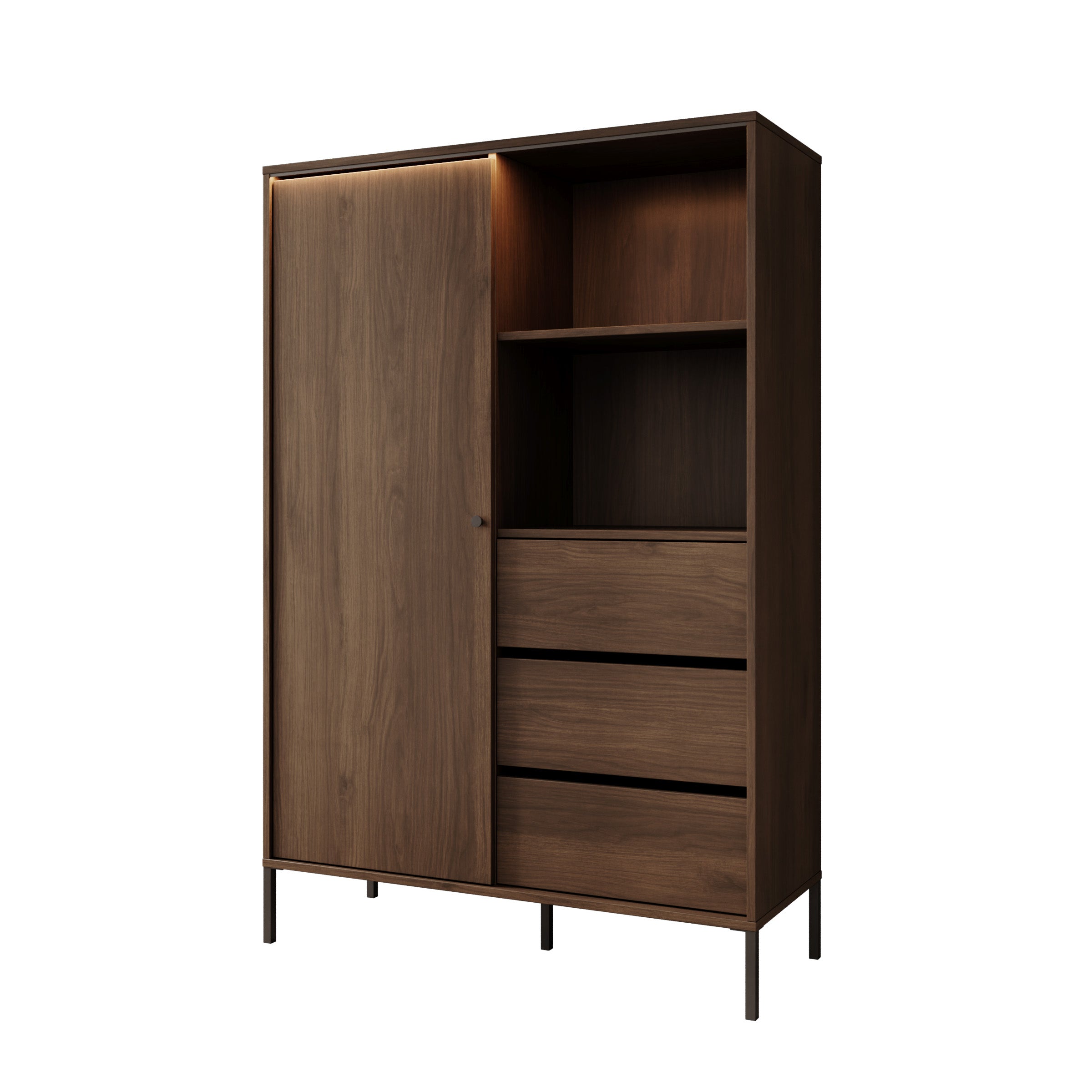 Charro - Vitrinekast met verlichting - Walnootpatroon - 101x40x153 cm