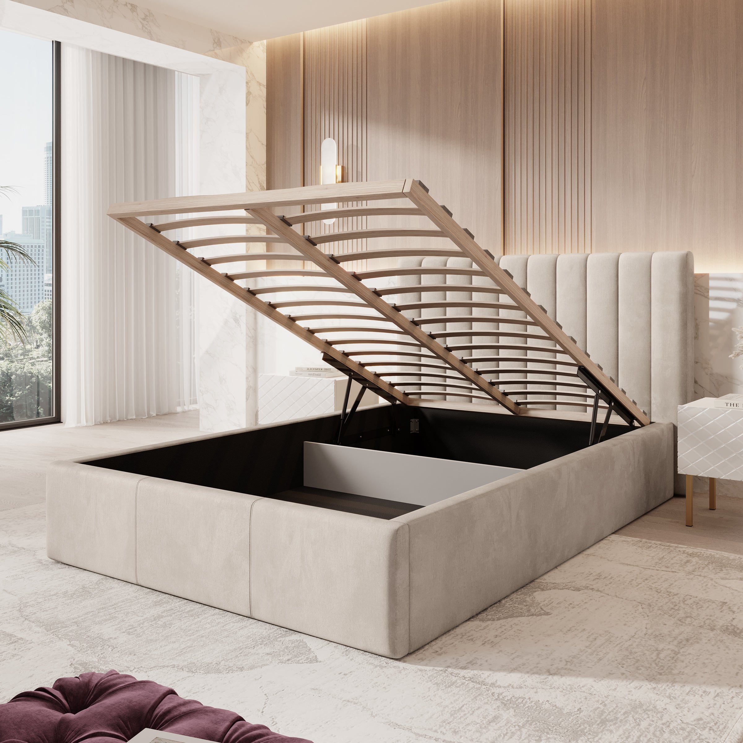 Chief - Tweepersoonsbed - Velvet beige - 140x200 cm