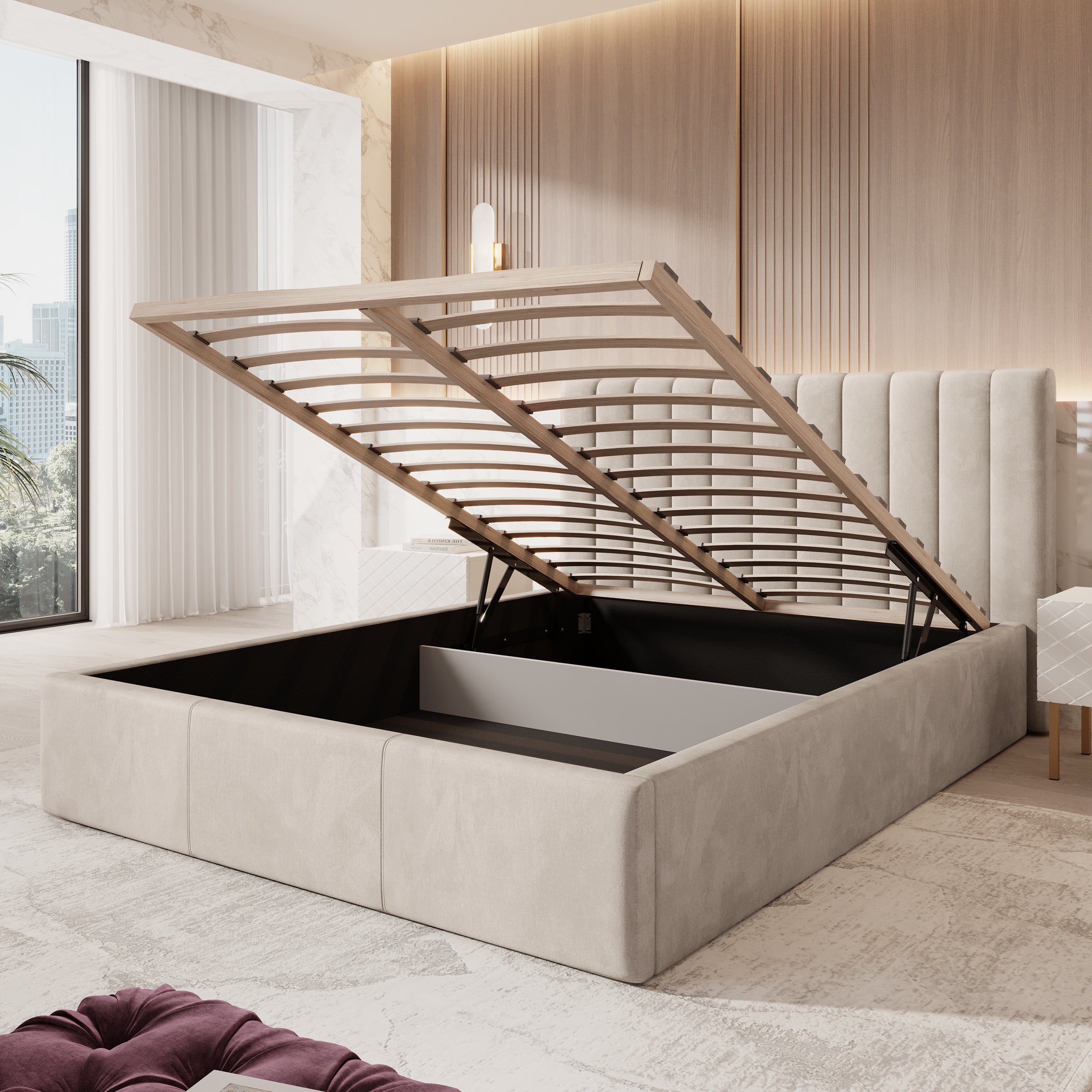 Chief - Tweepersoonsbed - Velvet beige - 160x200 cm