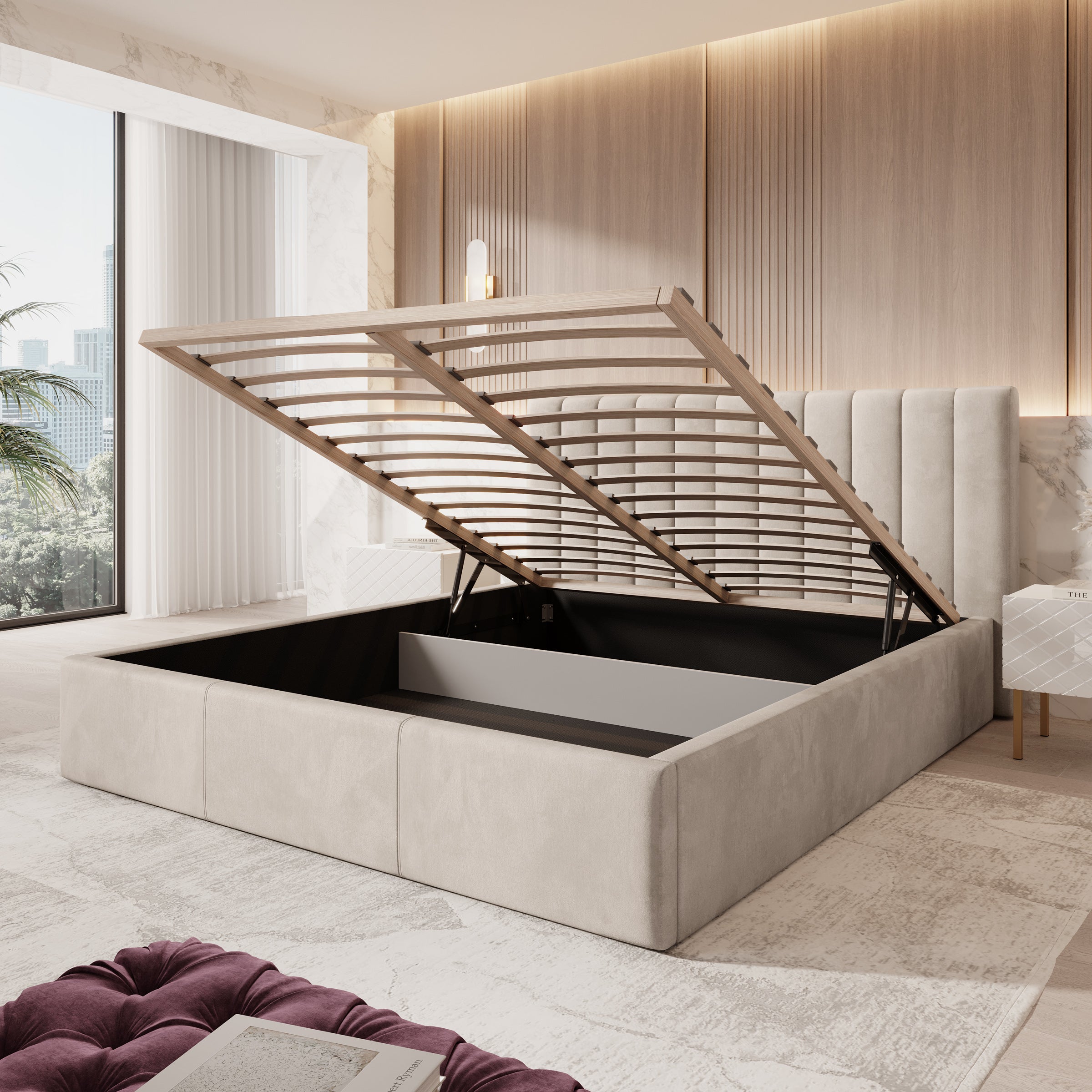 Chief - Tweepersoonsbed - Velvet beige - 180x200 cm