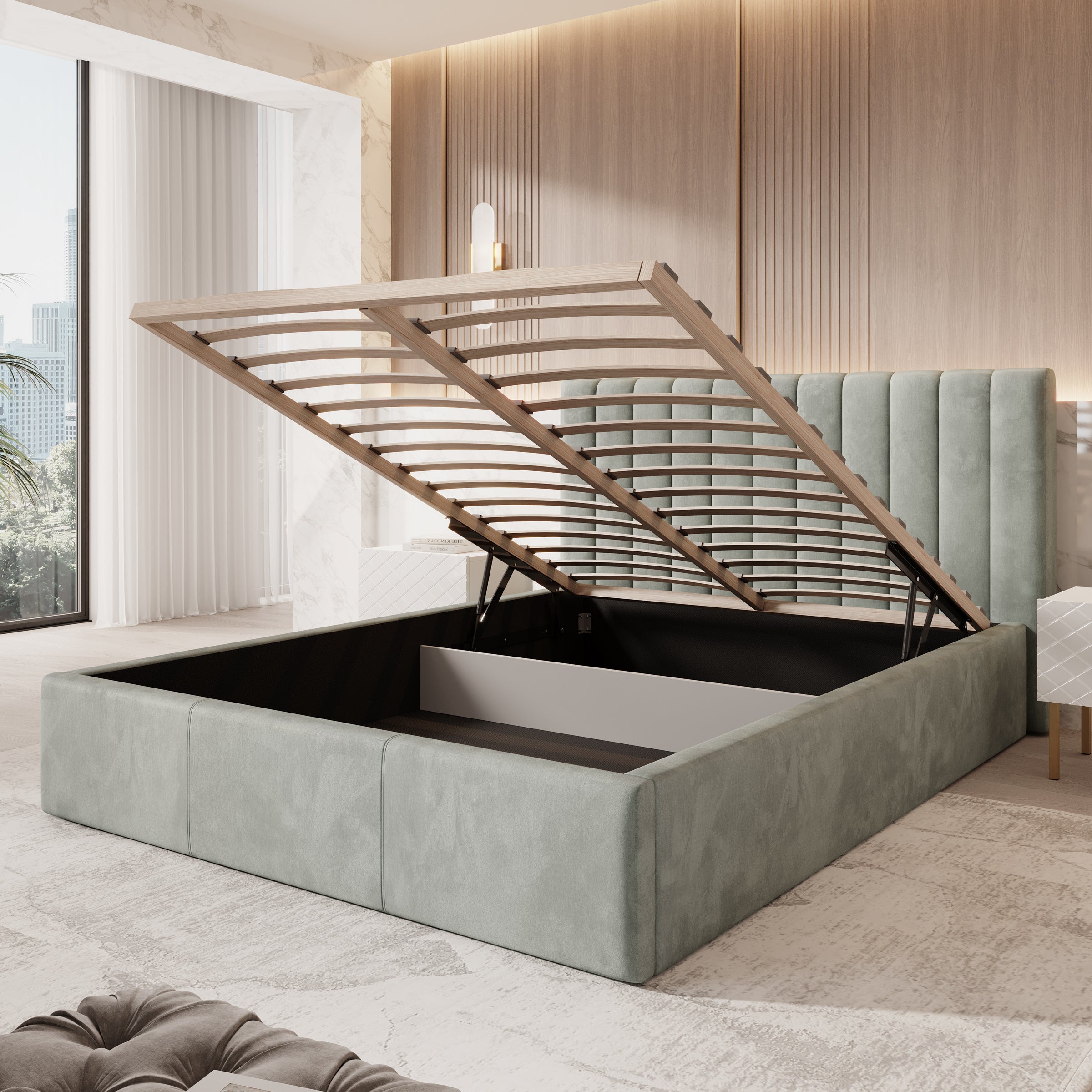 Chief - Tweepersoonsbed - Velvet grijs - 160x200 cm