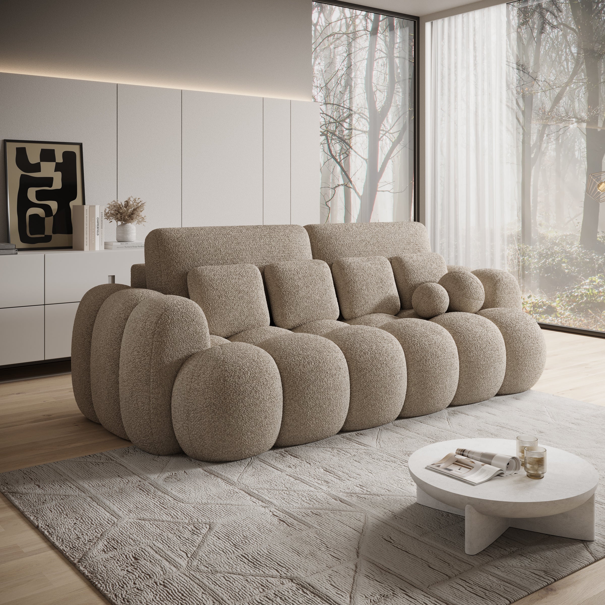 Chios - 3-zitsbank - Stof beige - 256x119x105 cm