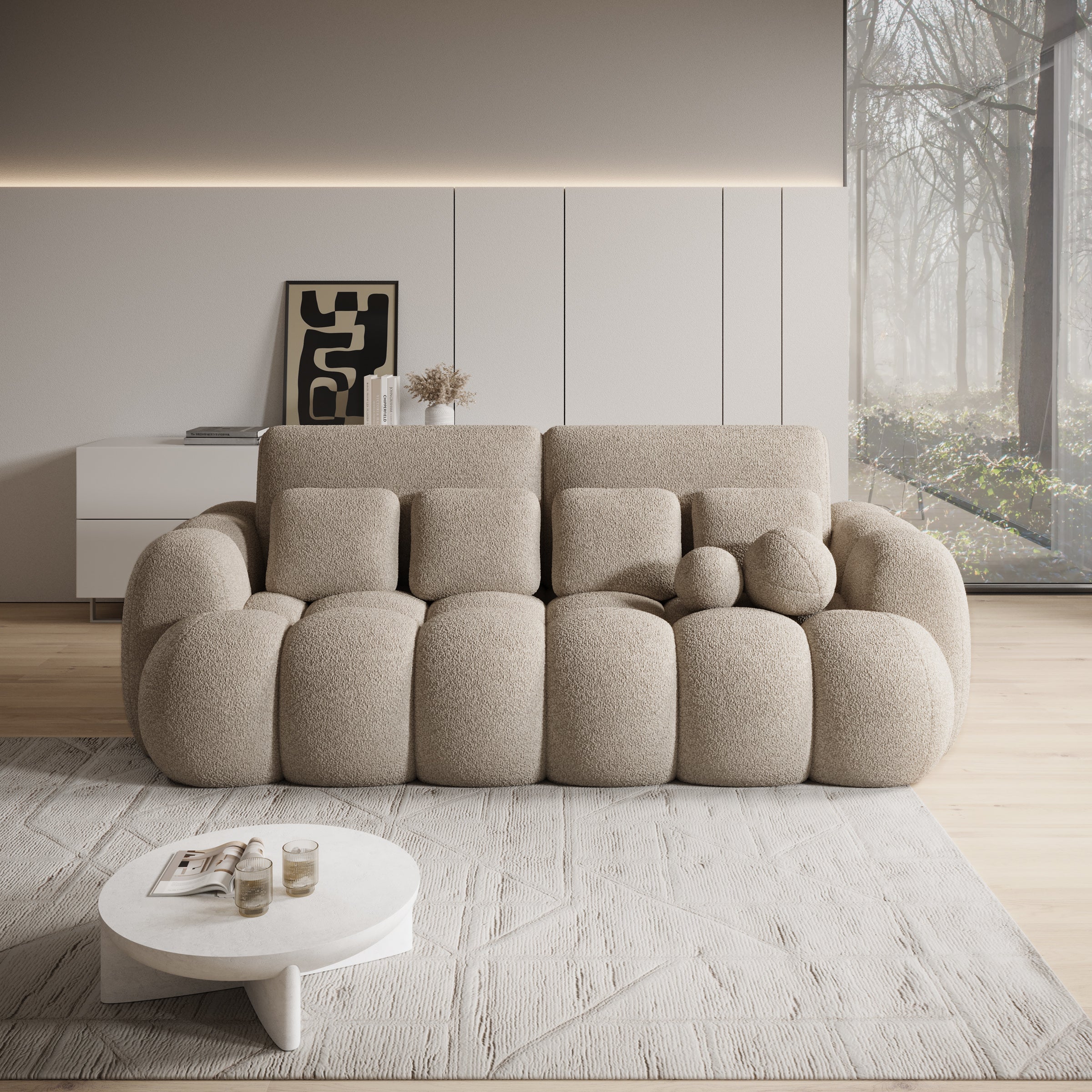 Chios - 3-zitsbank - Stof beige - 256x119x105 cm