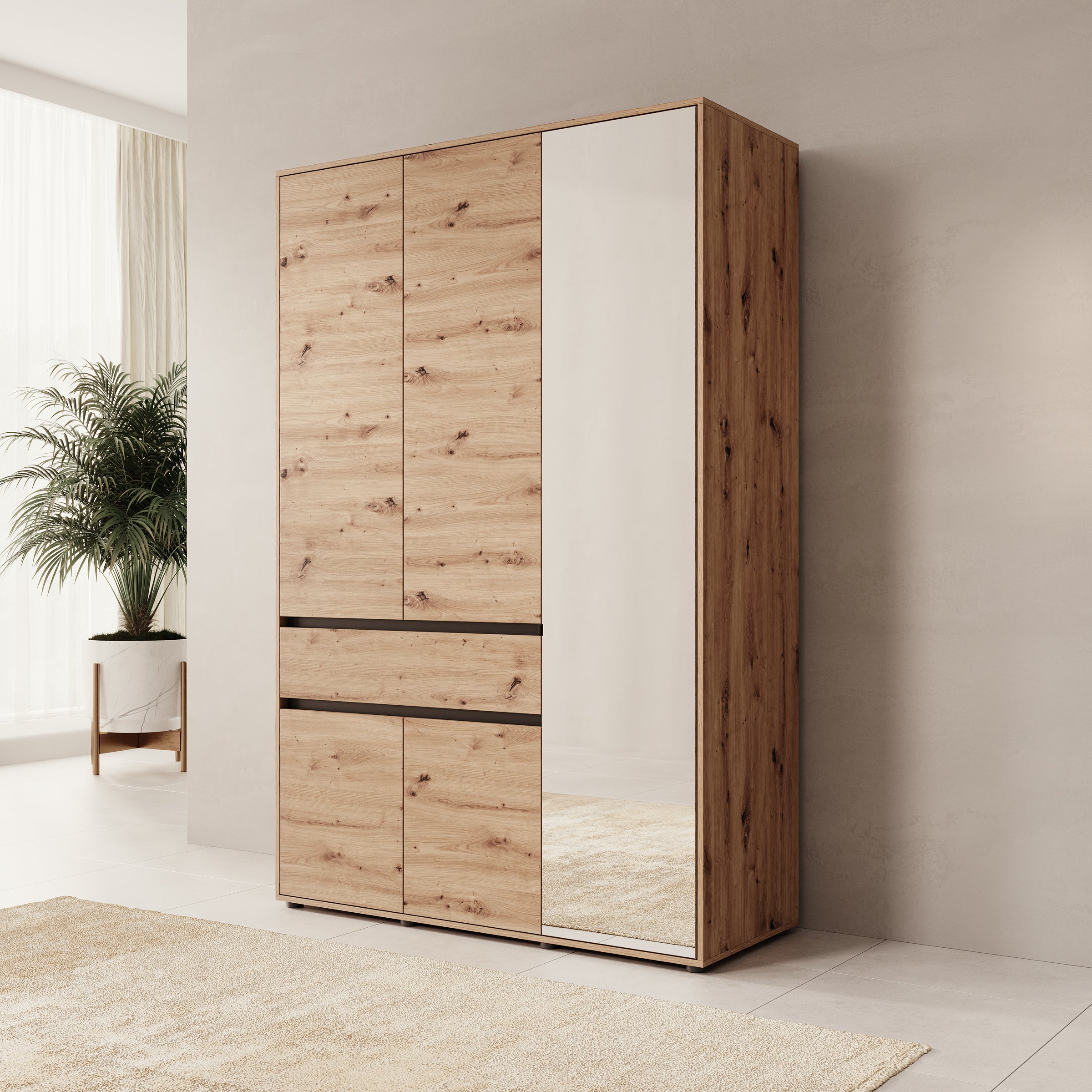 Cirelle - Kledingkast 3-deurs - Eikenpatroon - 138x55x211 cm