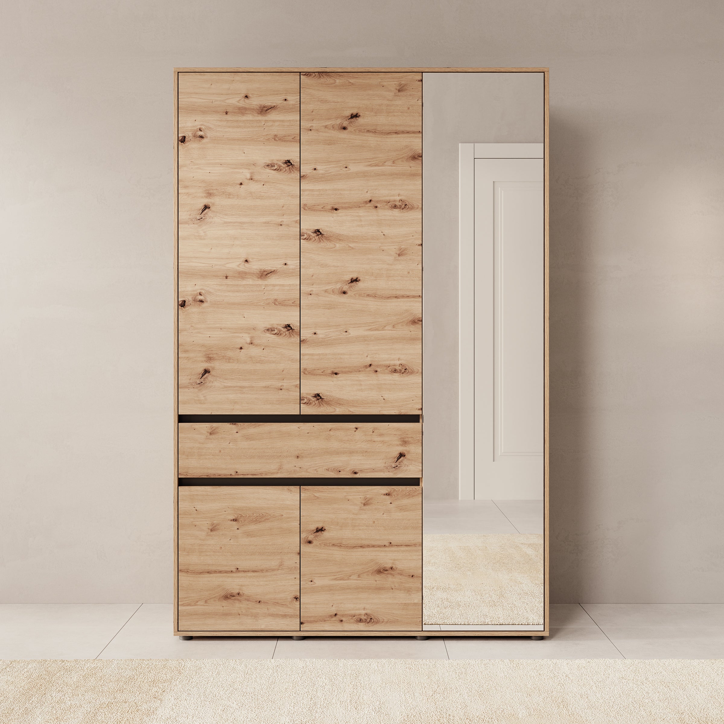 Cirelle - Kledingkast 3-deurs - Eikenpatroon - 138x55x211 cm