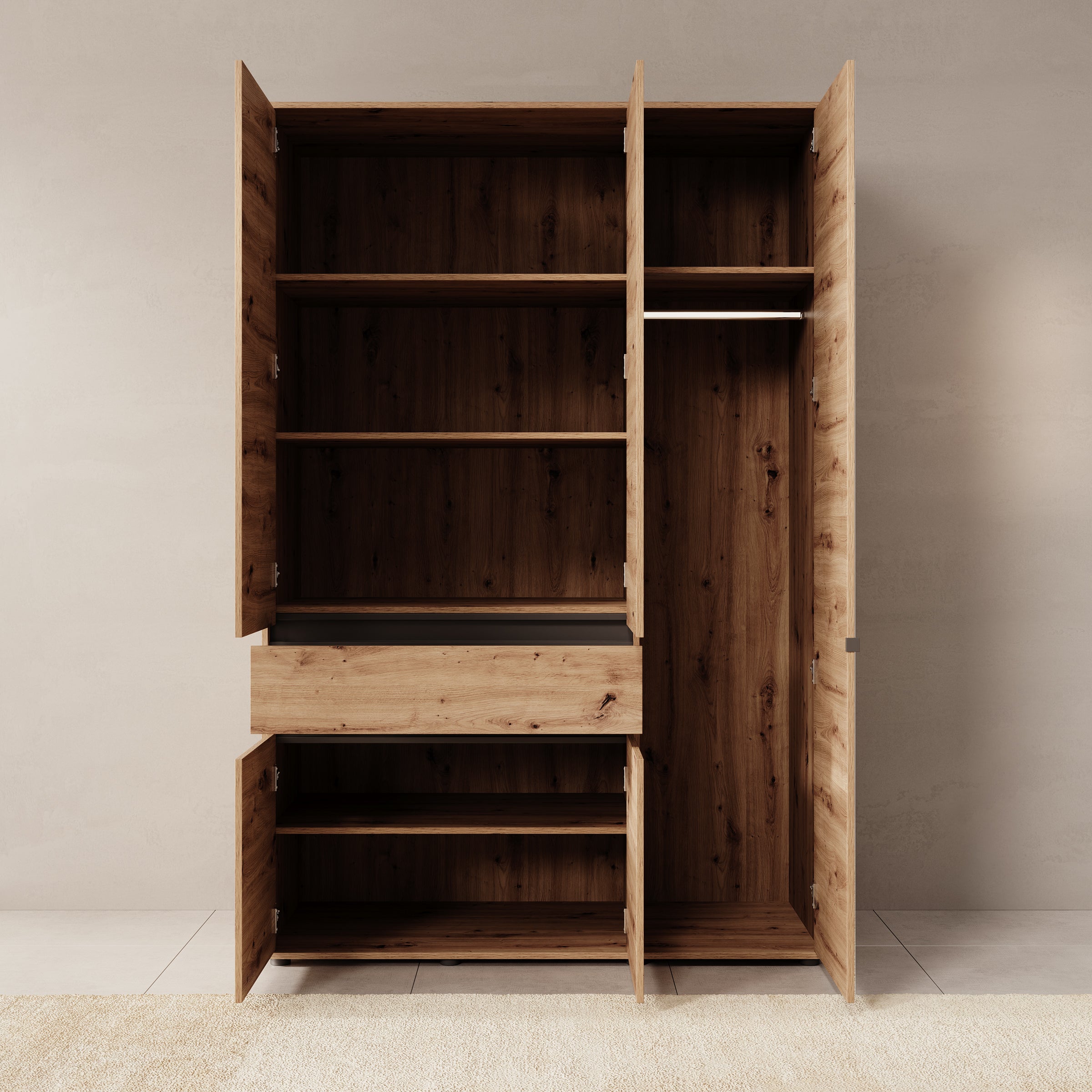 Cirelle - Kledingkast 3-deurs - Eikenpatroon - 138x55x211 cm