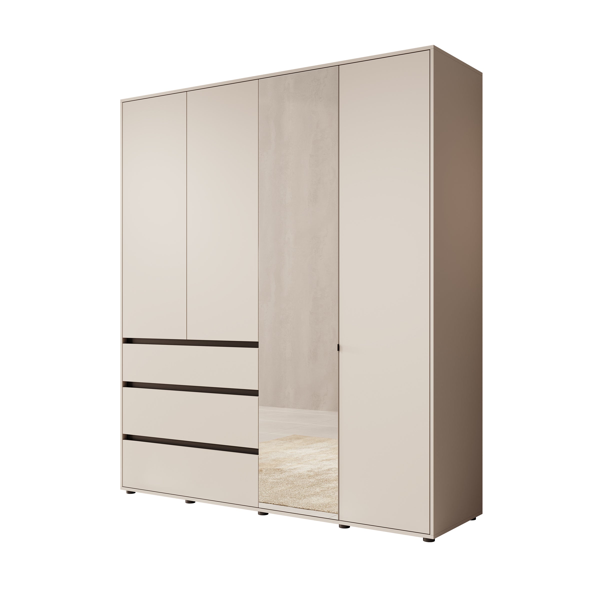 Cirelle - Kledingkast 4-deurs - Beige - 183x55x211 cm