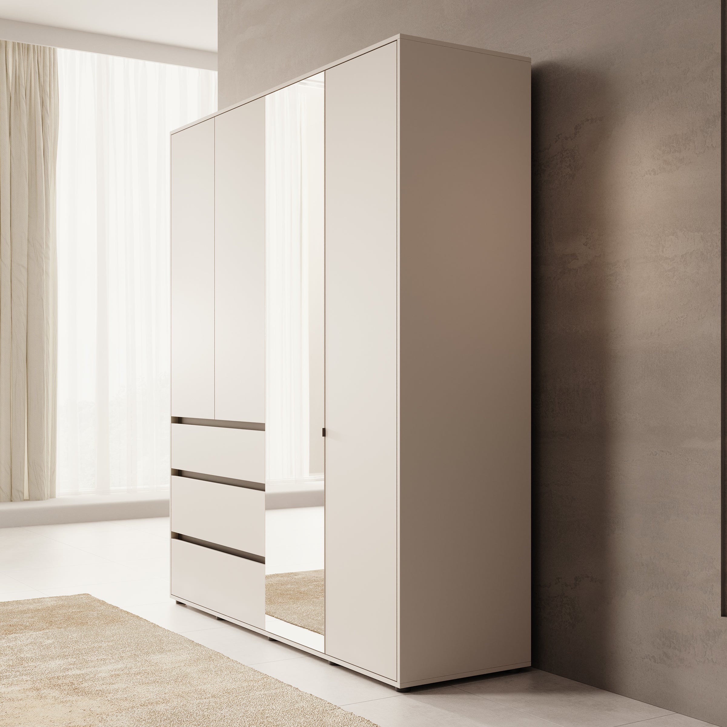 Cirelle - Kledingkast 4-deurs - Beige - 183x55x211 cm