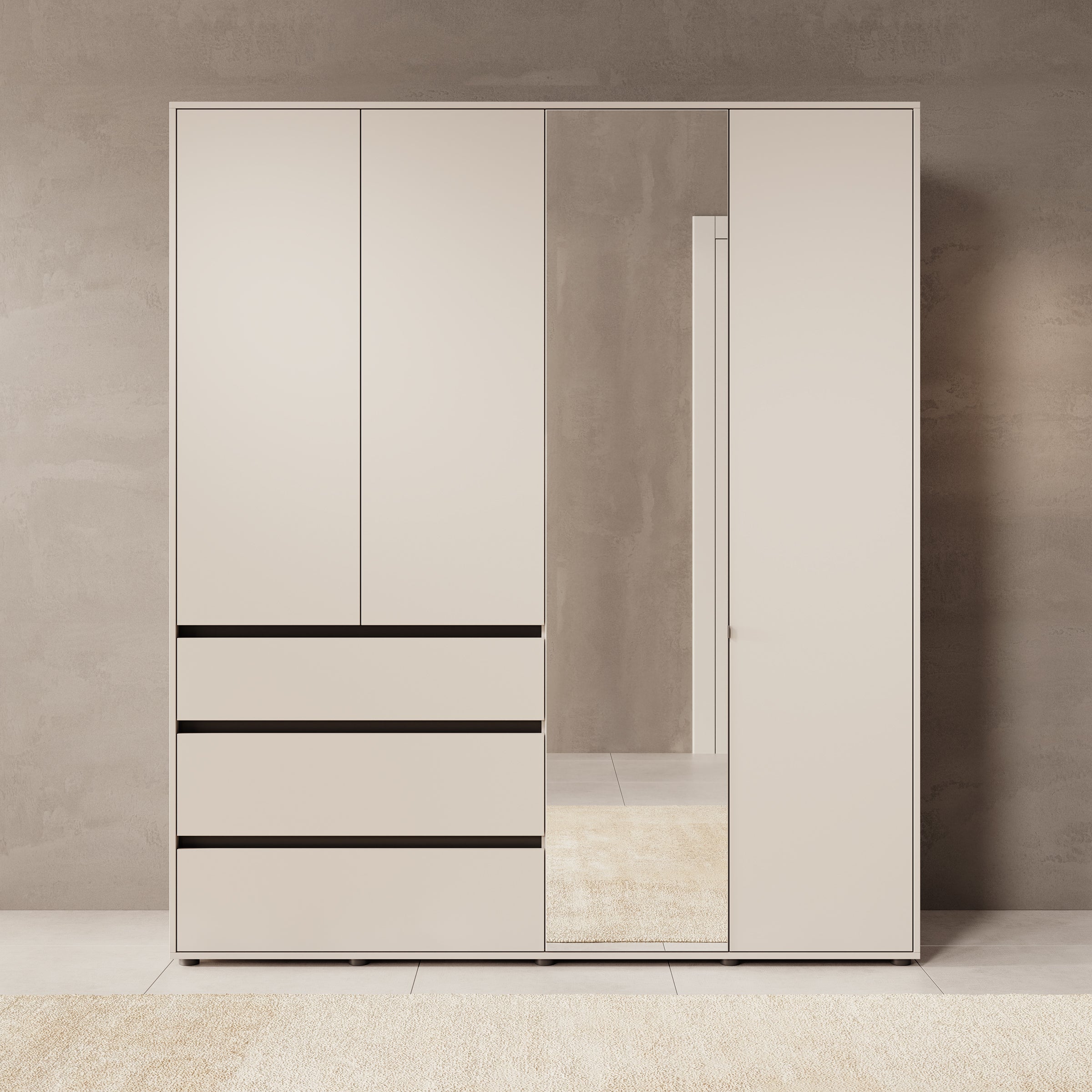 Cirelle - Kledingkast 4-deurs - Beige - 183x55x211 cm