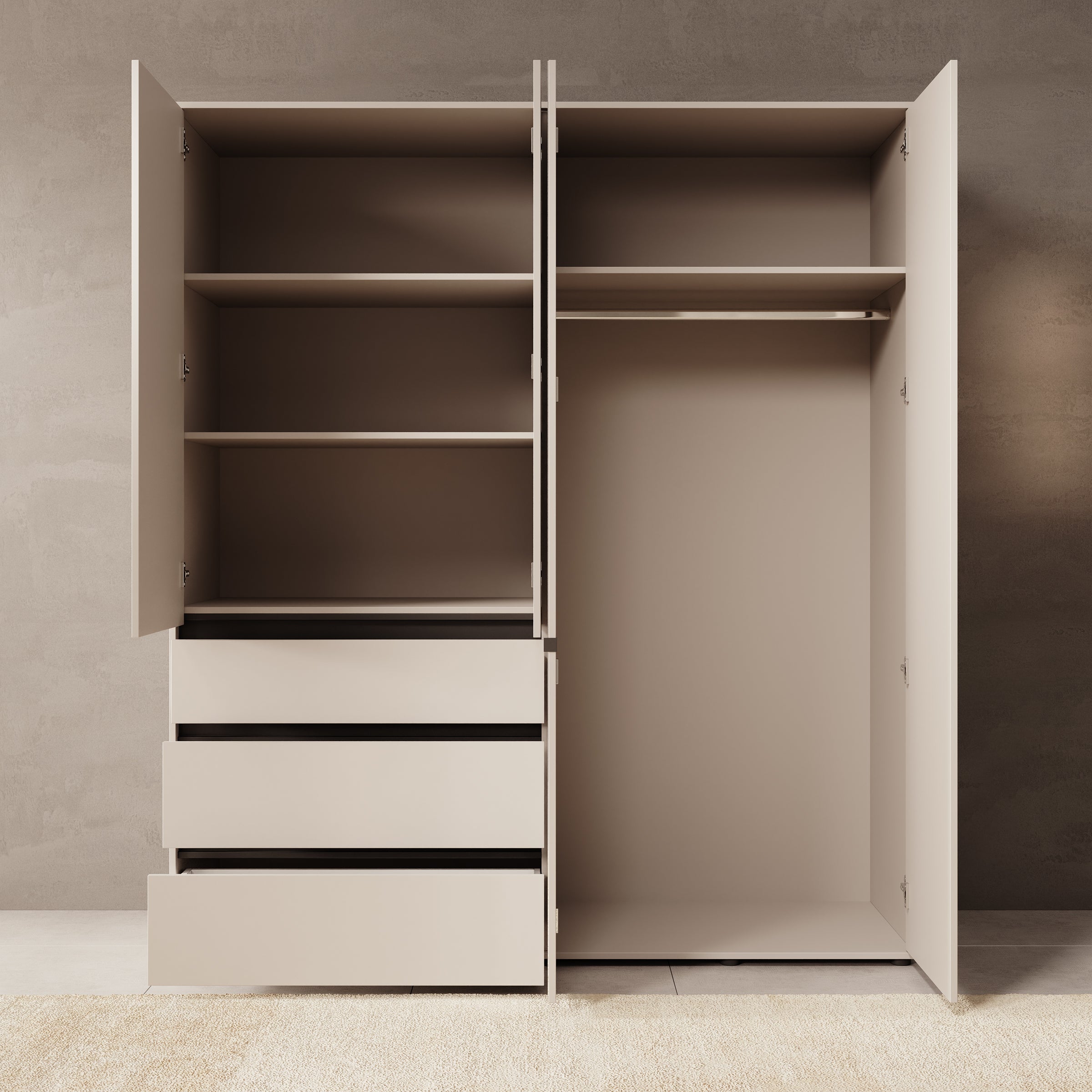 Cirelle - Kledingkast 4-deurs - Beige - 183x55x211 cm