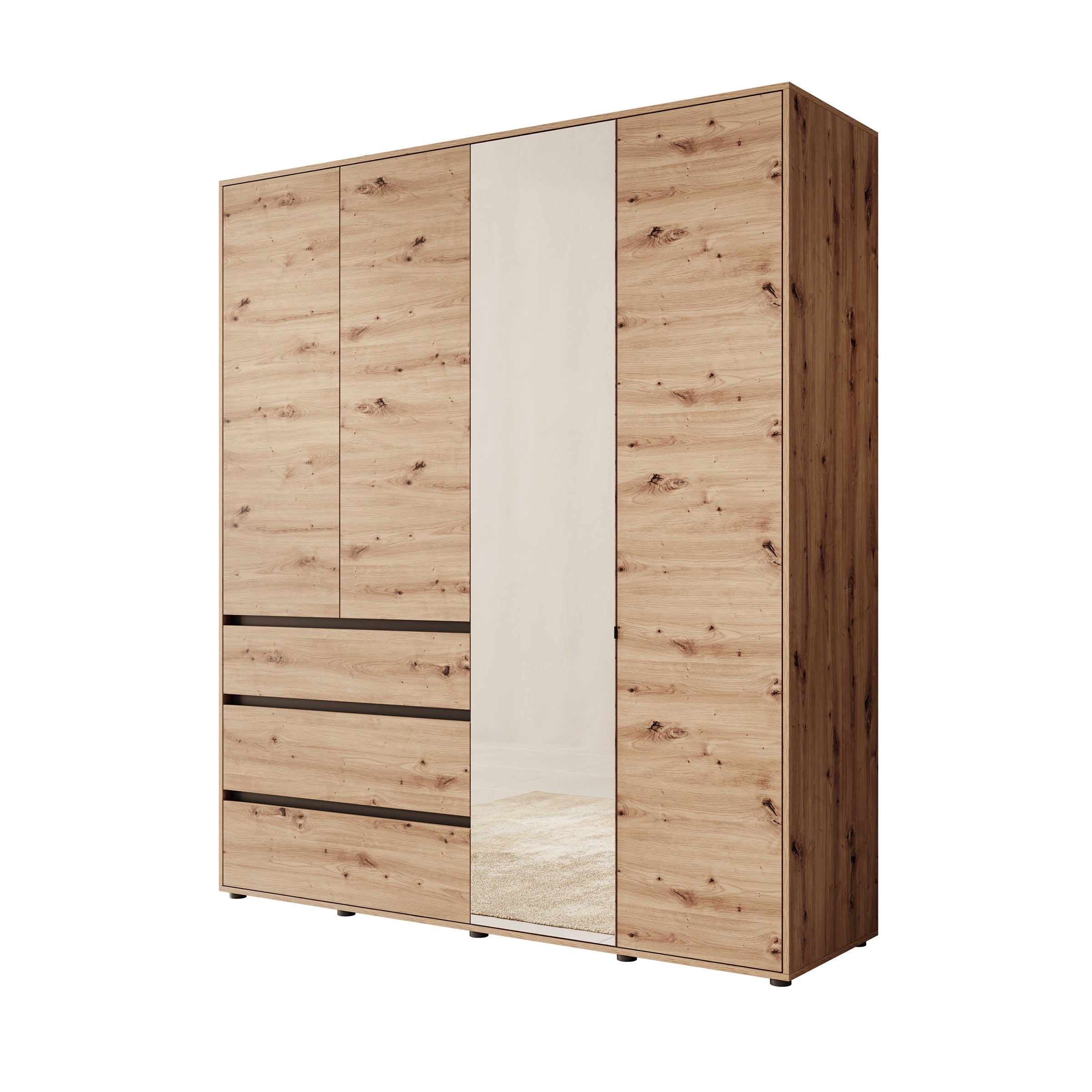 Cirelle - Kledingkast 4-deurs - Eikenpatroon - 183x55x211 cm
