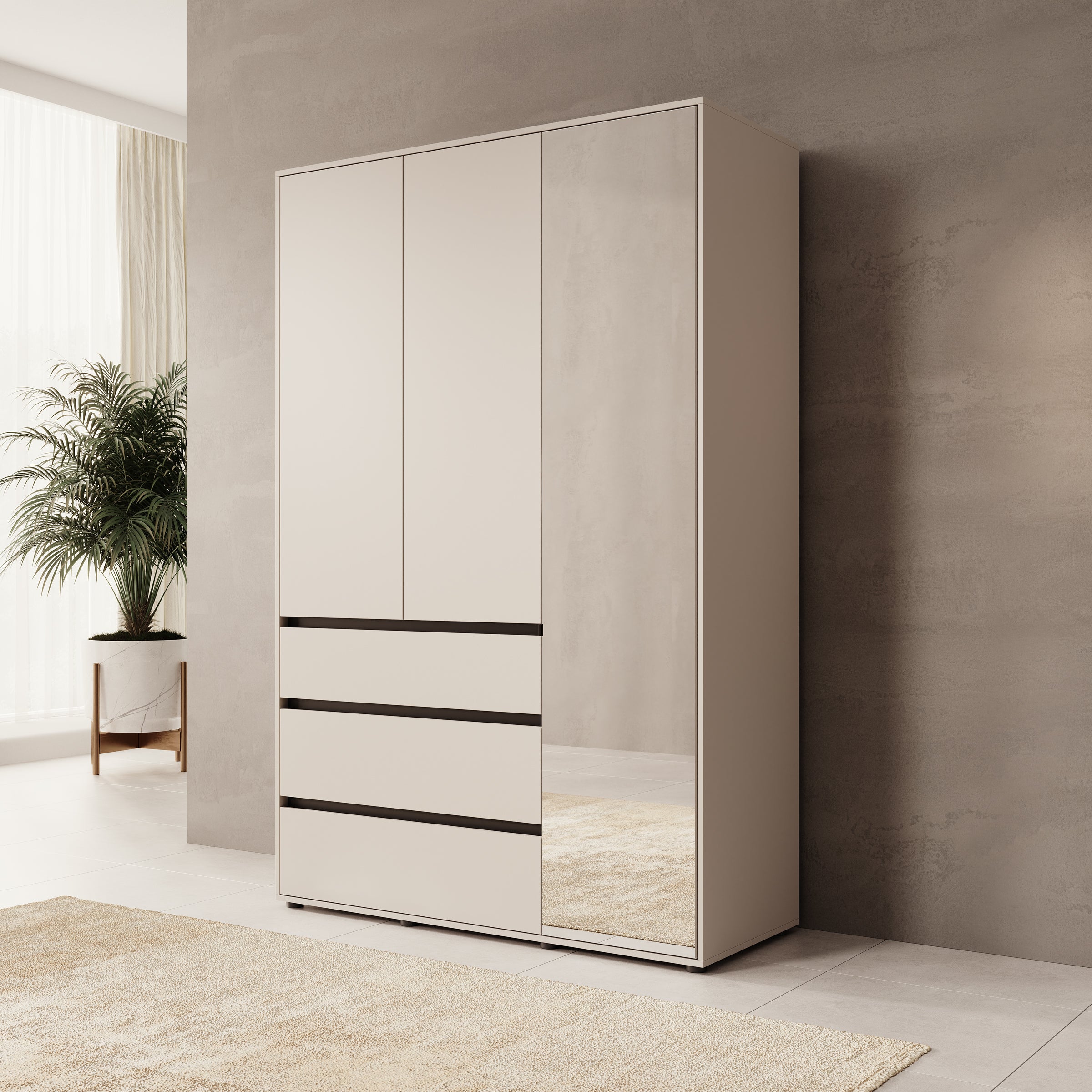 Cirelle 2 - Kledingkast 3-deurs - Beige - 138x55x211 cm