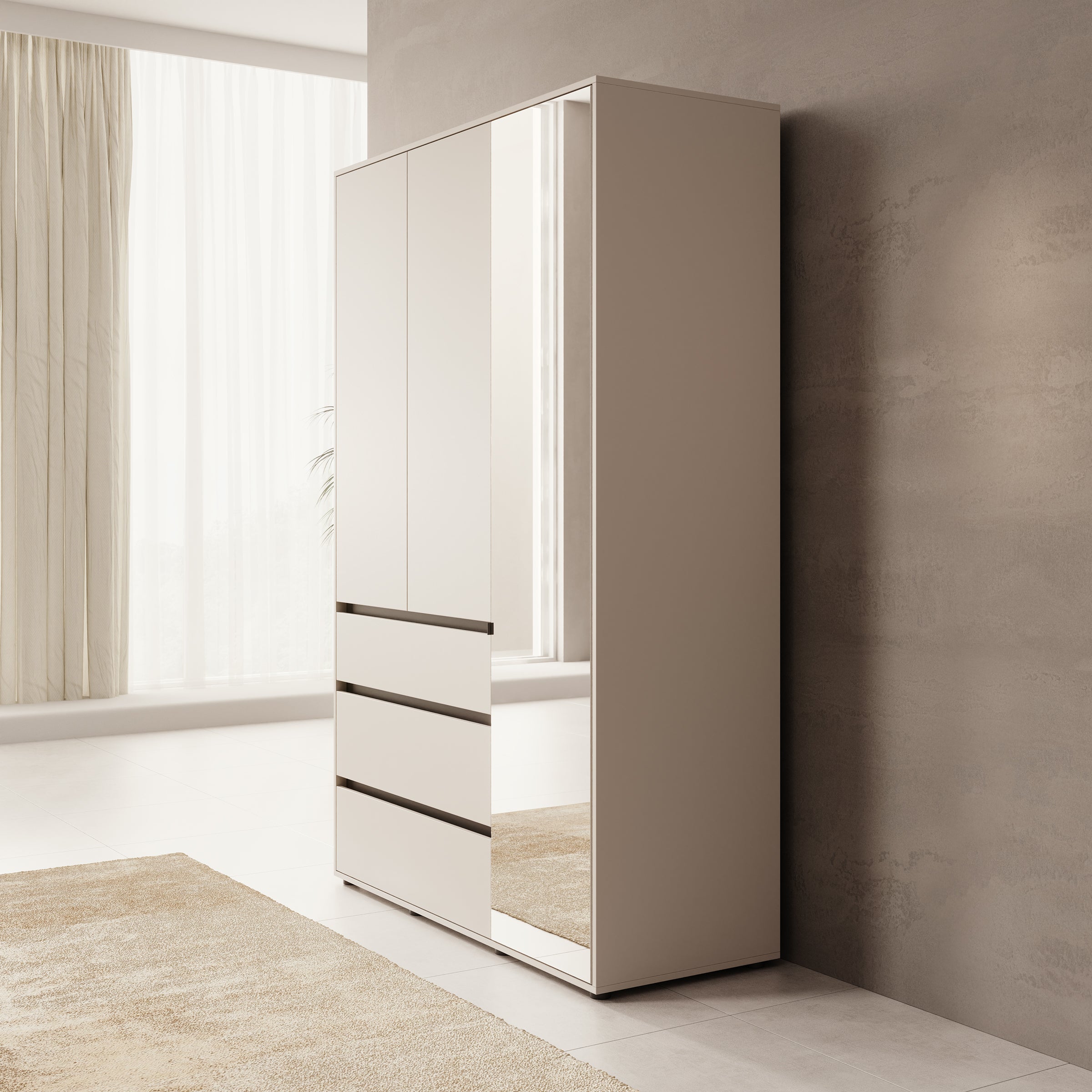 Cirelle 2 - Kledingkast 3-deurs - Beige - 138x55x211 cm