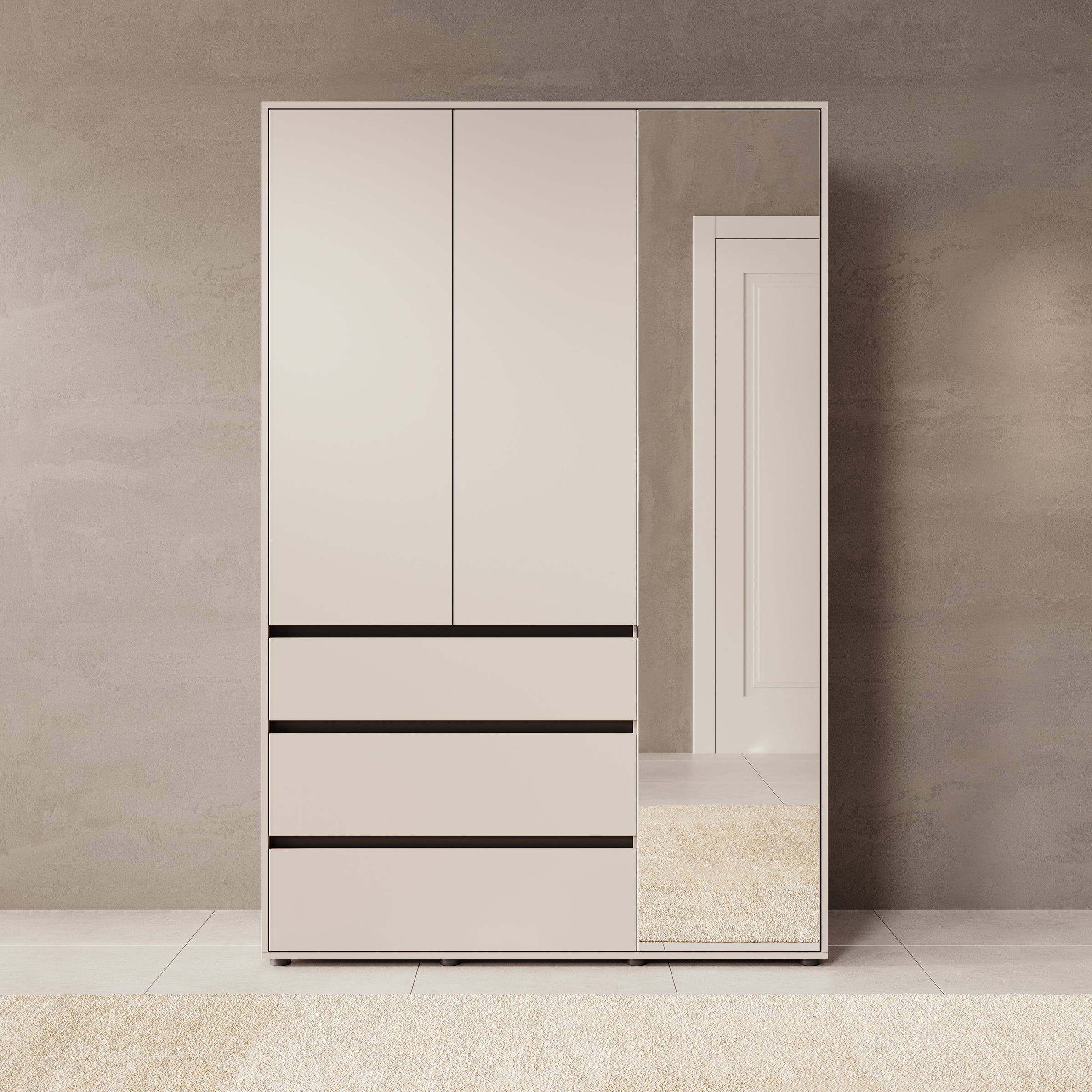 Cirelle 2 - Kledingkast 3-deurs - Beige - 138x55x211 cm