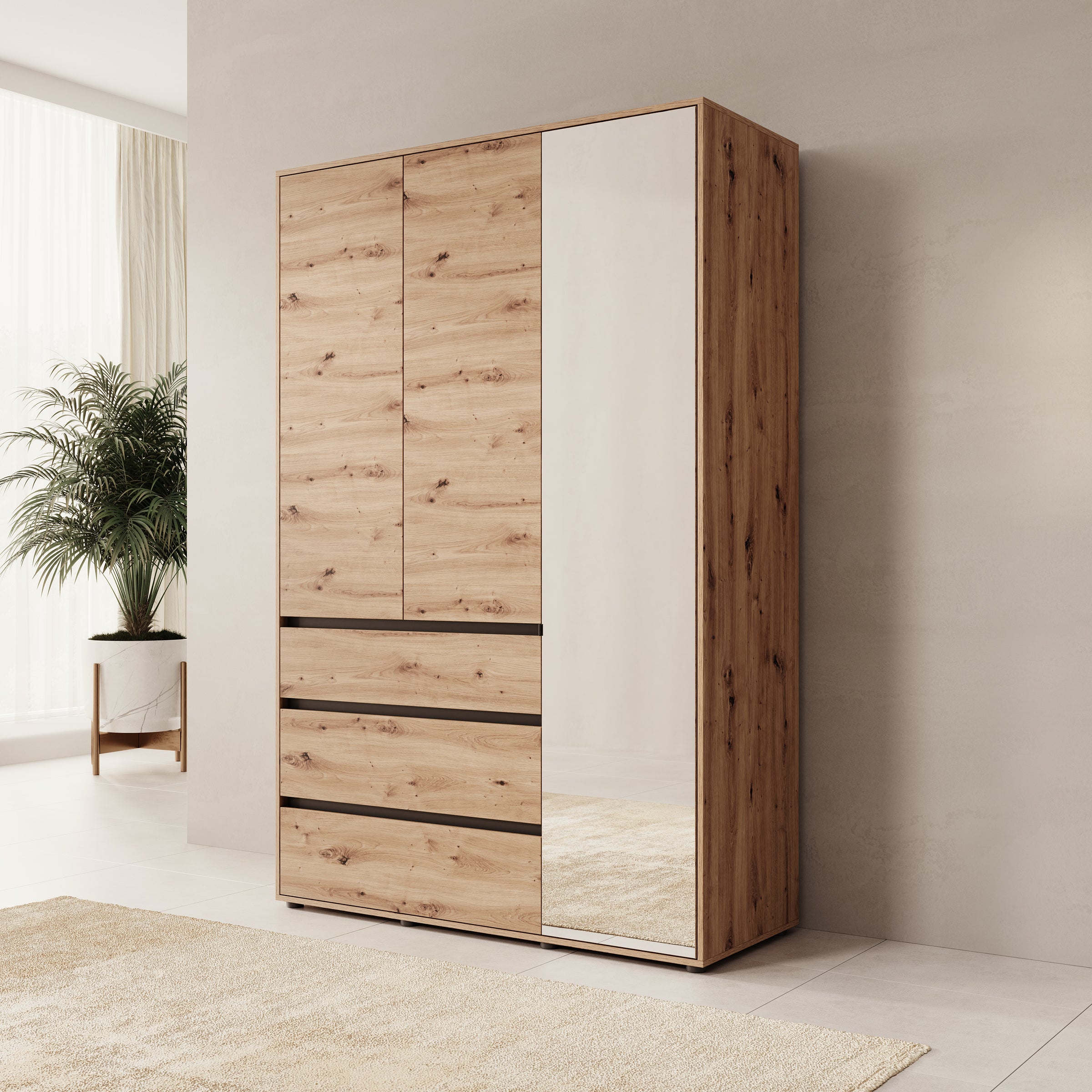Cirelle 2 - Kledingkast 3-deurs - Eikenpatroon - 138x55x211