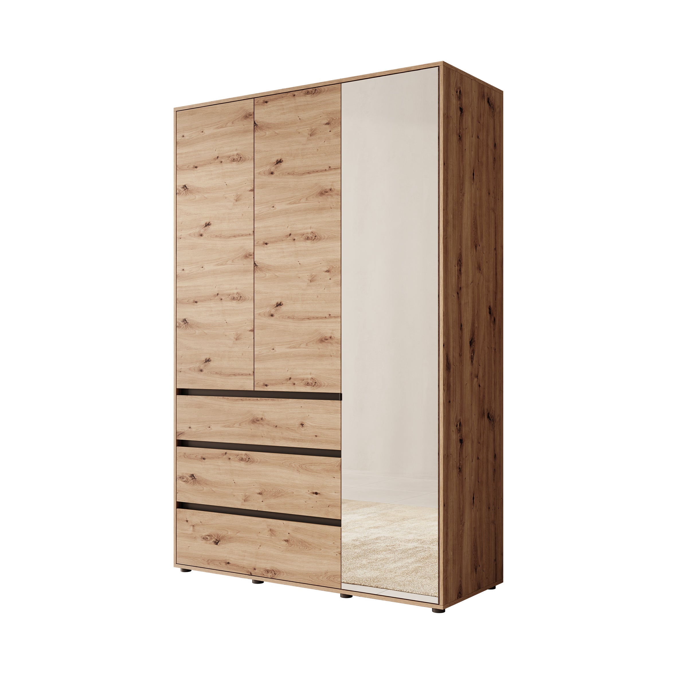 Cirelle 2 - Kledingkast 3-deurs - Eikenpatroon - 138x55x211