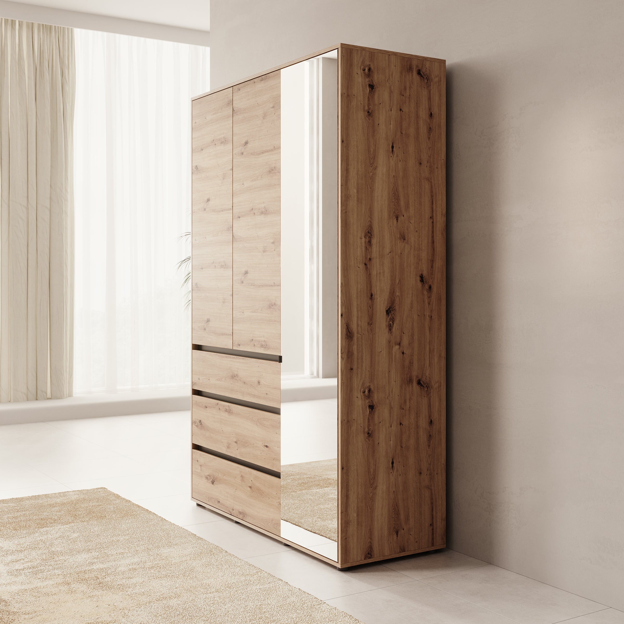 Cirelle 2 - Kledingkast 3-deurs - Eikenpatroon - 138x55x211