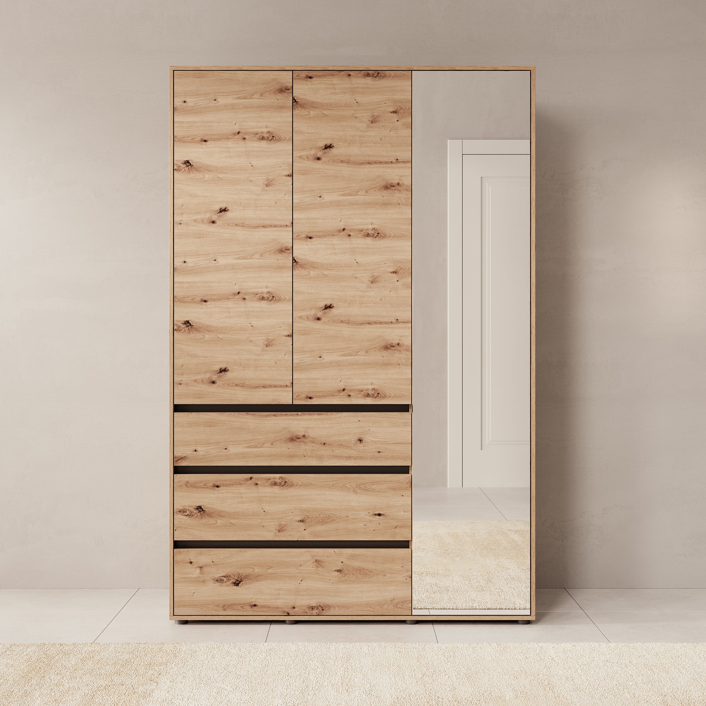 Cirelle 2 - Kledingkast 3-deurs - Eikenpatroon - 138x55x211