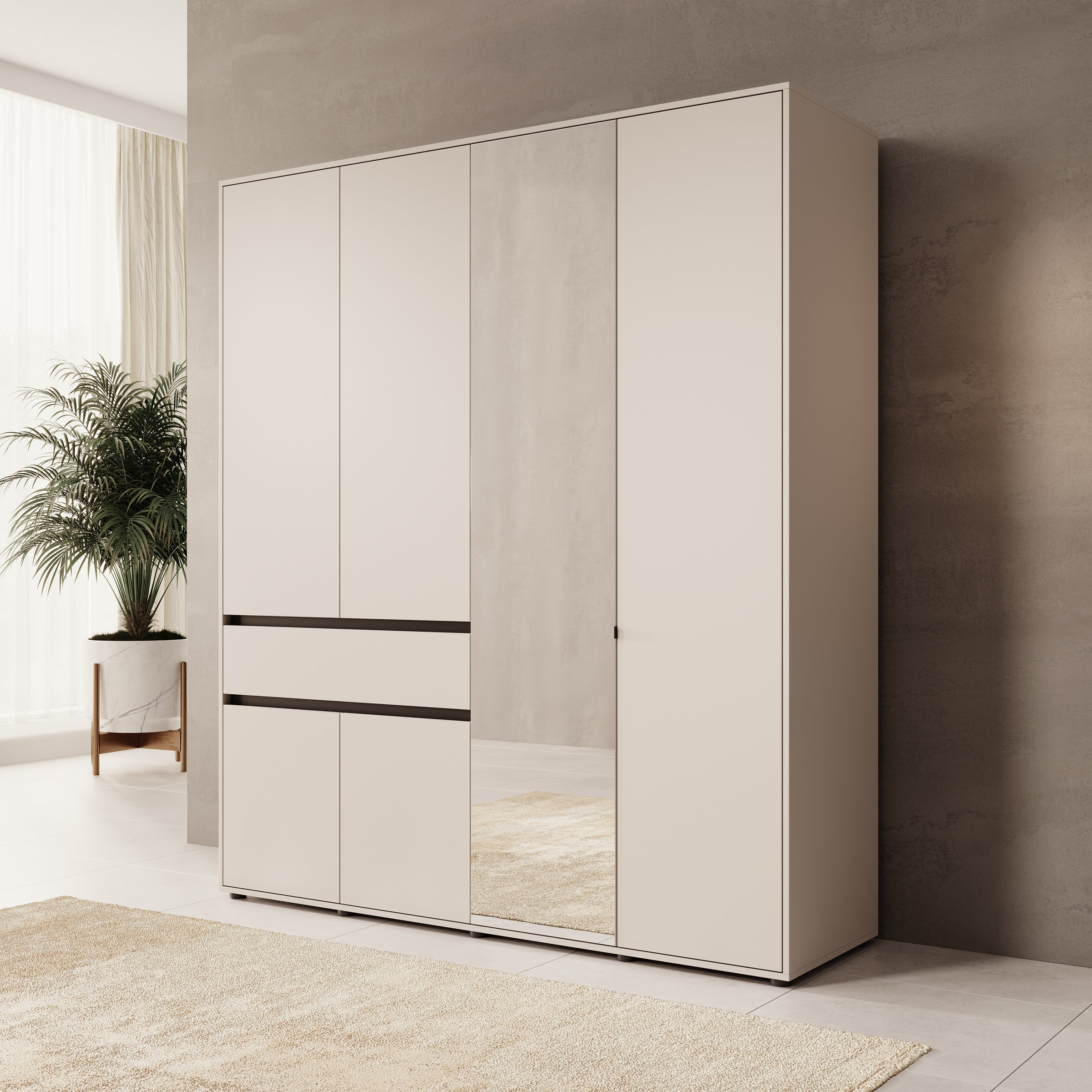 Cirelle 2 - Kledingkast met 6 deuren - Beige - 183x55x211 cm