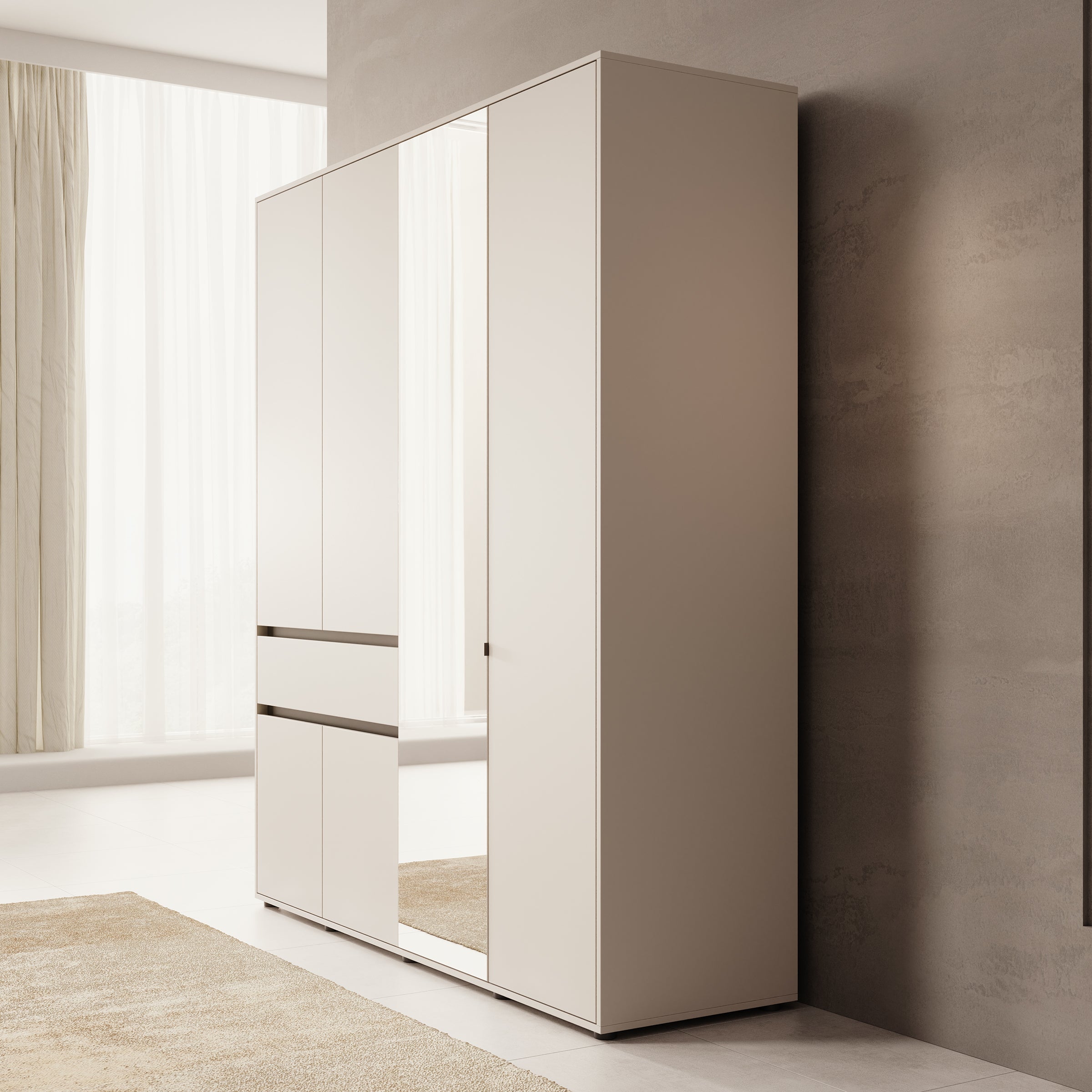 Cirelle 2 - Kledingkast met 6 deuren - Beige - 183x55x211 cm