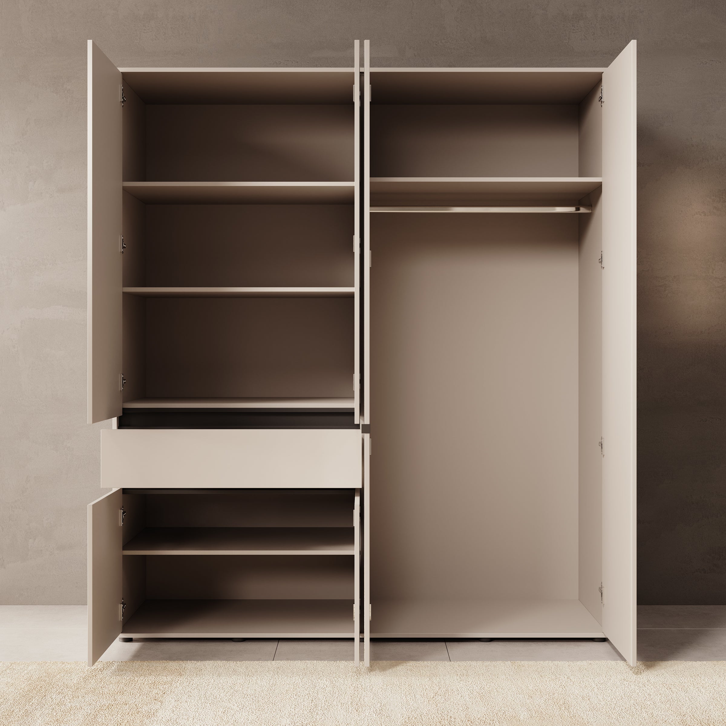 Cirelle 2 - Kledingkast met 6 deuren - Beige - 183x55x211 cm