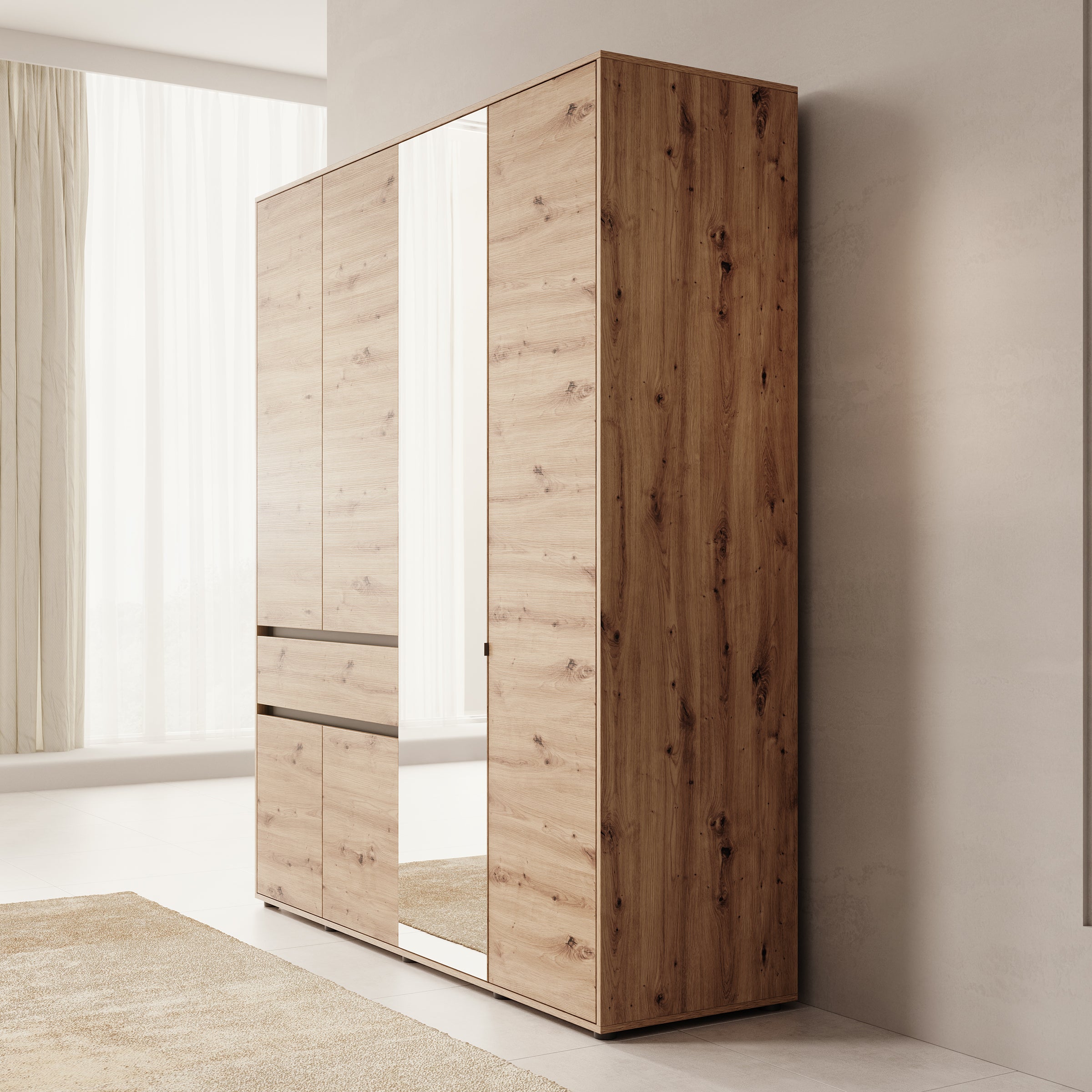 Cirelle 2 - Kledingkast met 6 deuren - Eikenpatroon - 183x55x211 cm