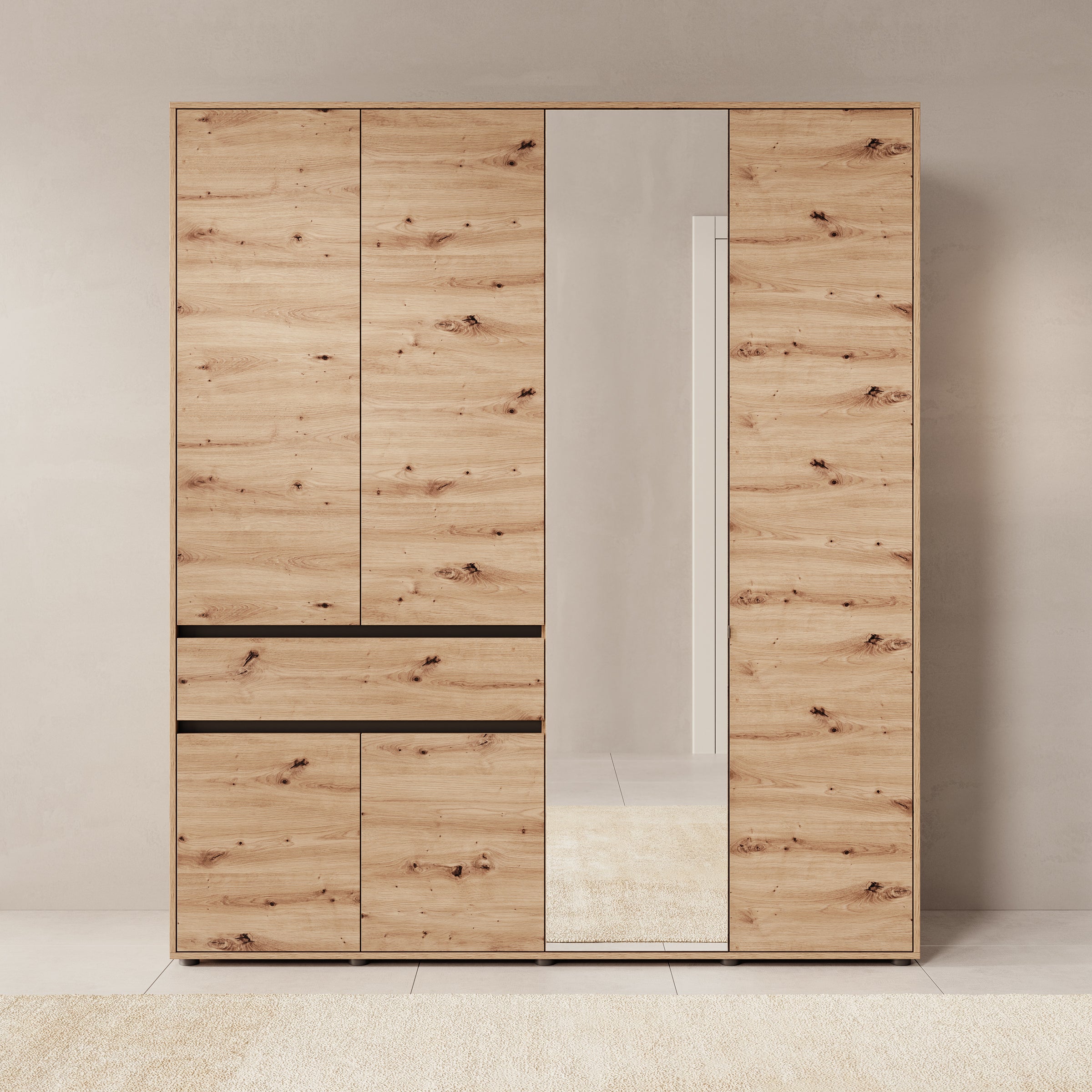 Cirelle 2 - Kledingkast met 6 deuren - Eikenpatroon - 183x55x211 cm
