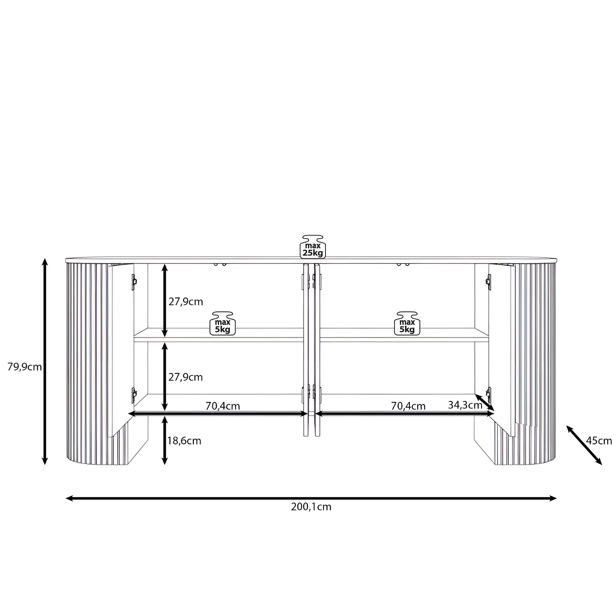 Cirello - Dressoir - Walnootpatroon - 200x45x80 cm