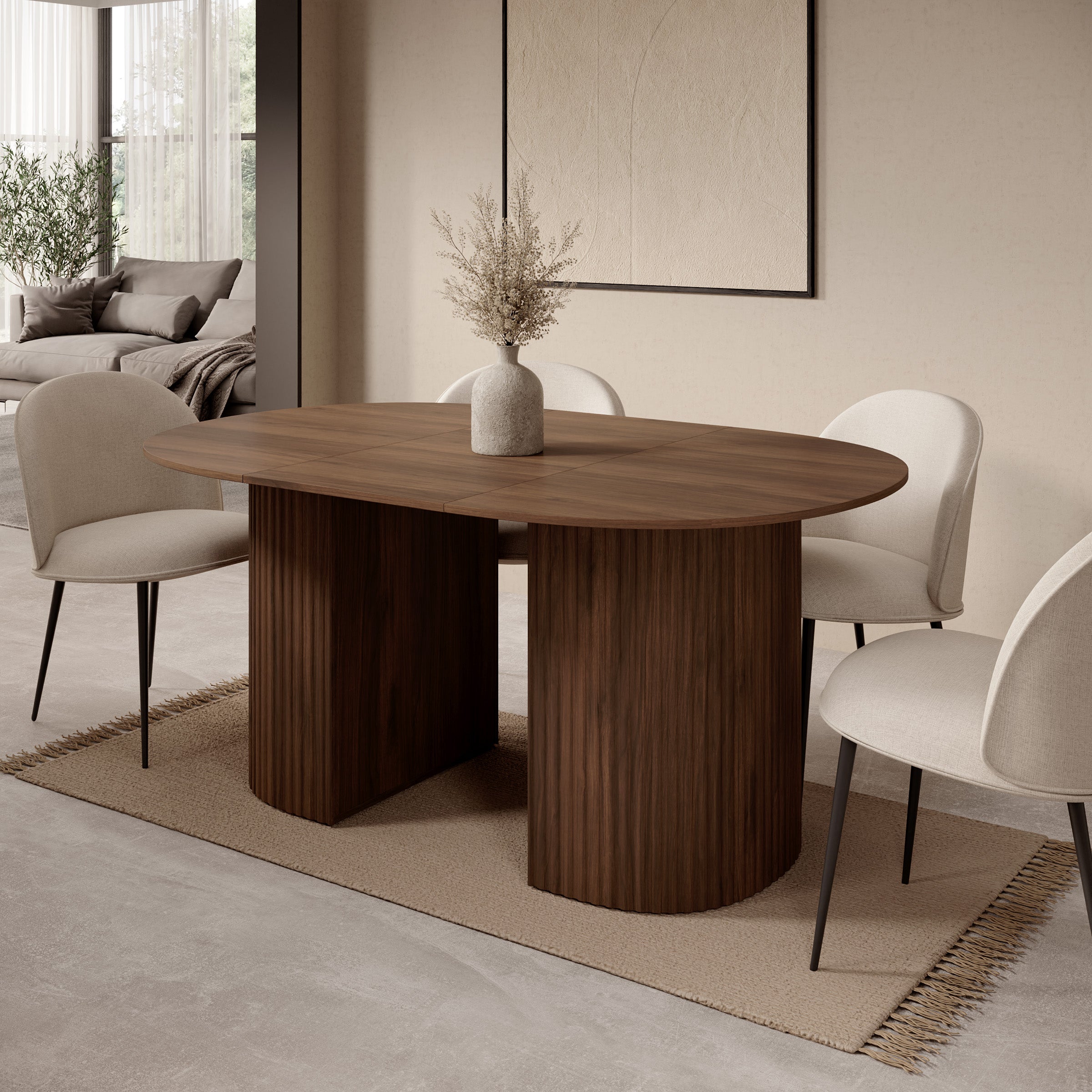 Cirello - Eetkamertafel uitschuifbaar - Walnootpatroon - 120x110x77 cm