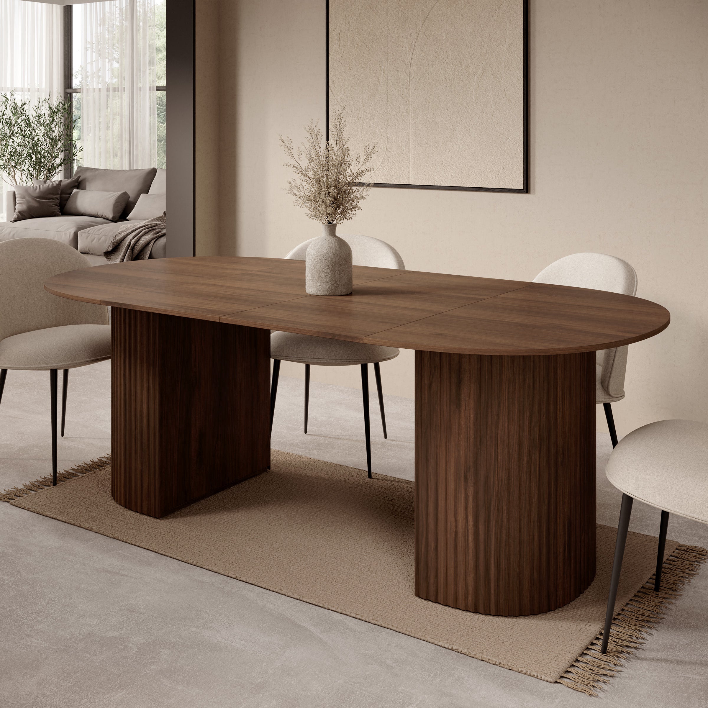 Cirello - Eetkamertafel uitschuifbaar - Walnootpatroon - 120x110x77 cm