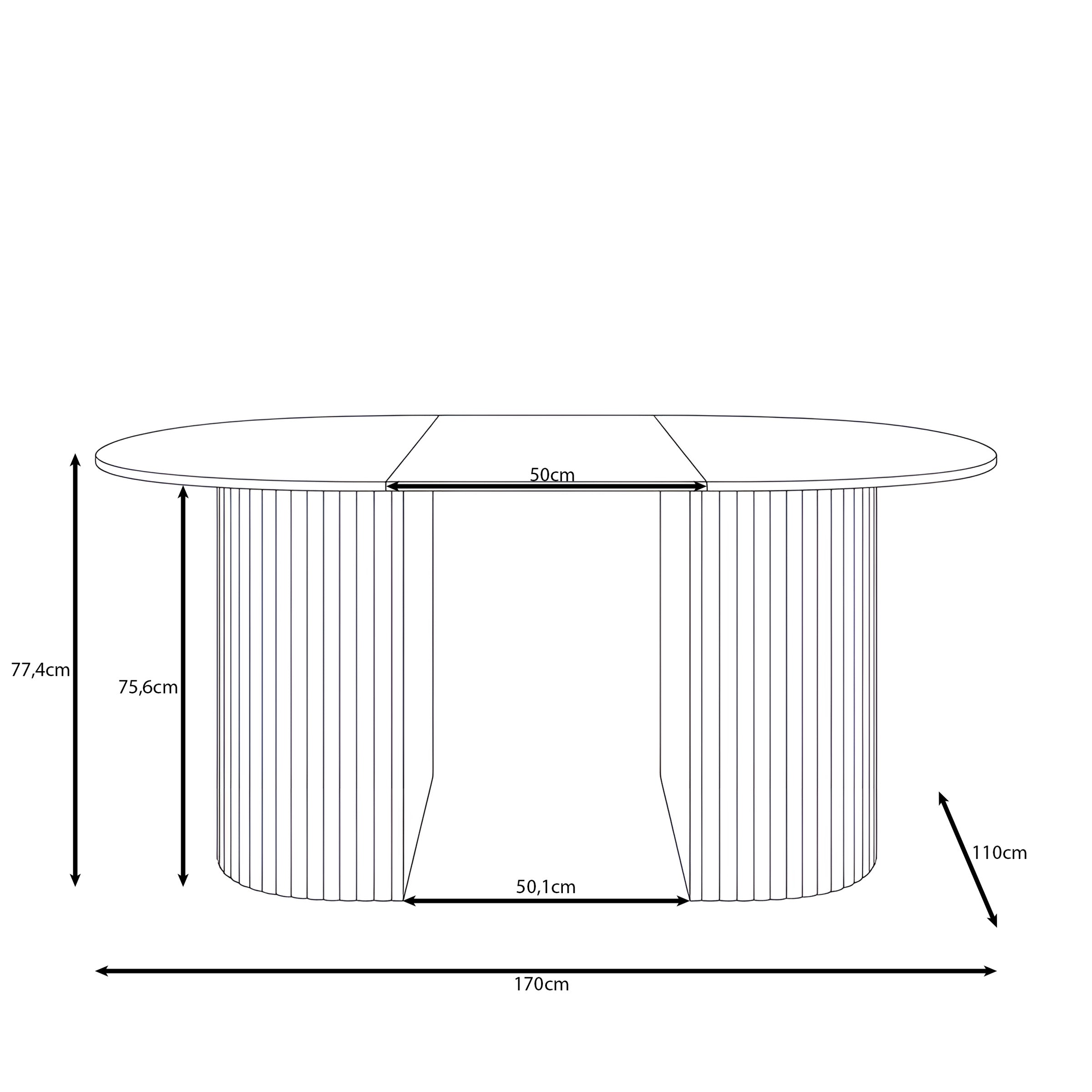 Cirello - Eetkamertafel uitschuifbaar - Walnootpatroon - 120x110x77 cm