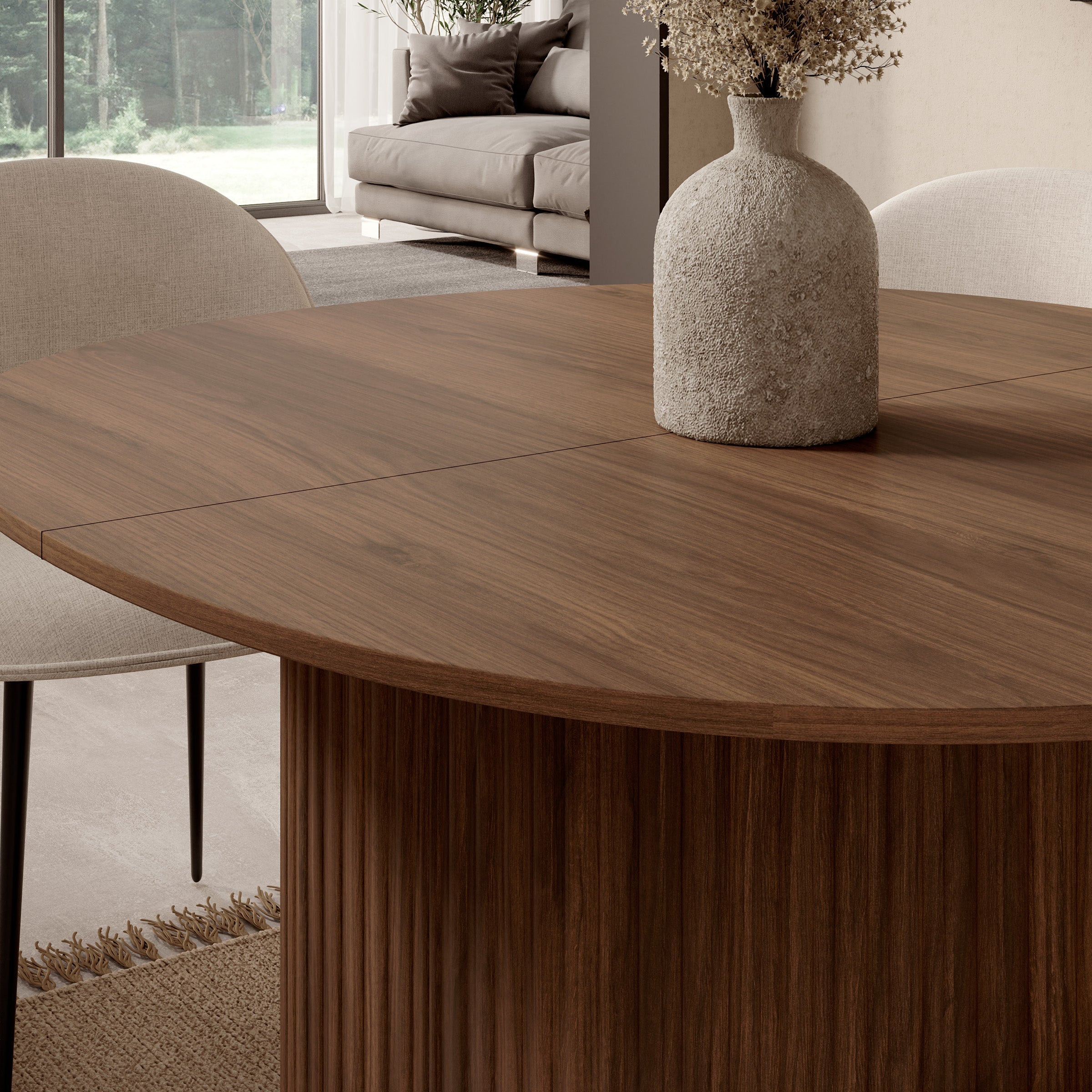 Cirello - Eetkamertafel uitschuifbaar - Walnootpatroon - 120x110x77 cm