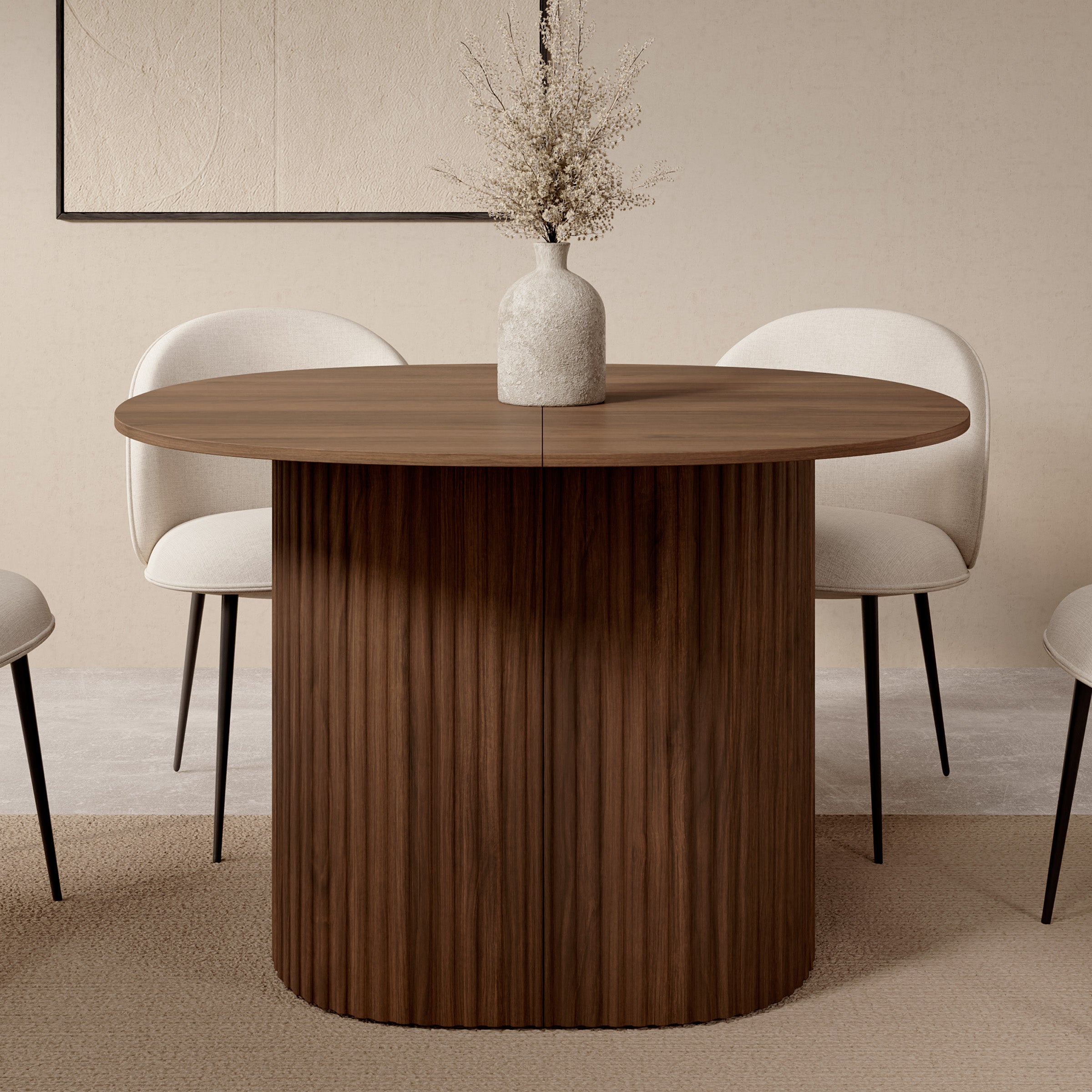 Cirello - Eetkamertafel uitschuifbaar - Walnootpatroon - 120x110x77 cm