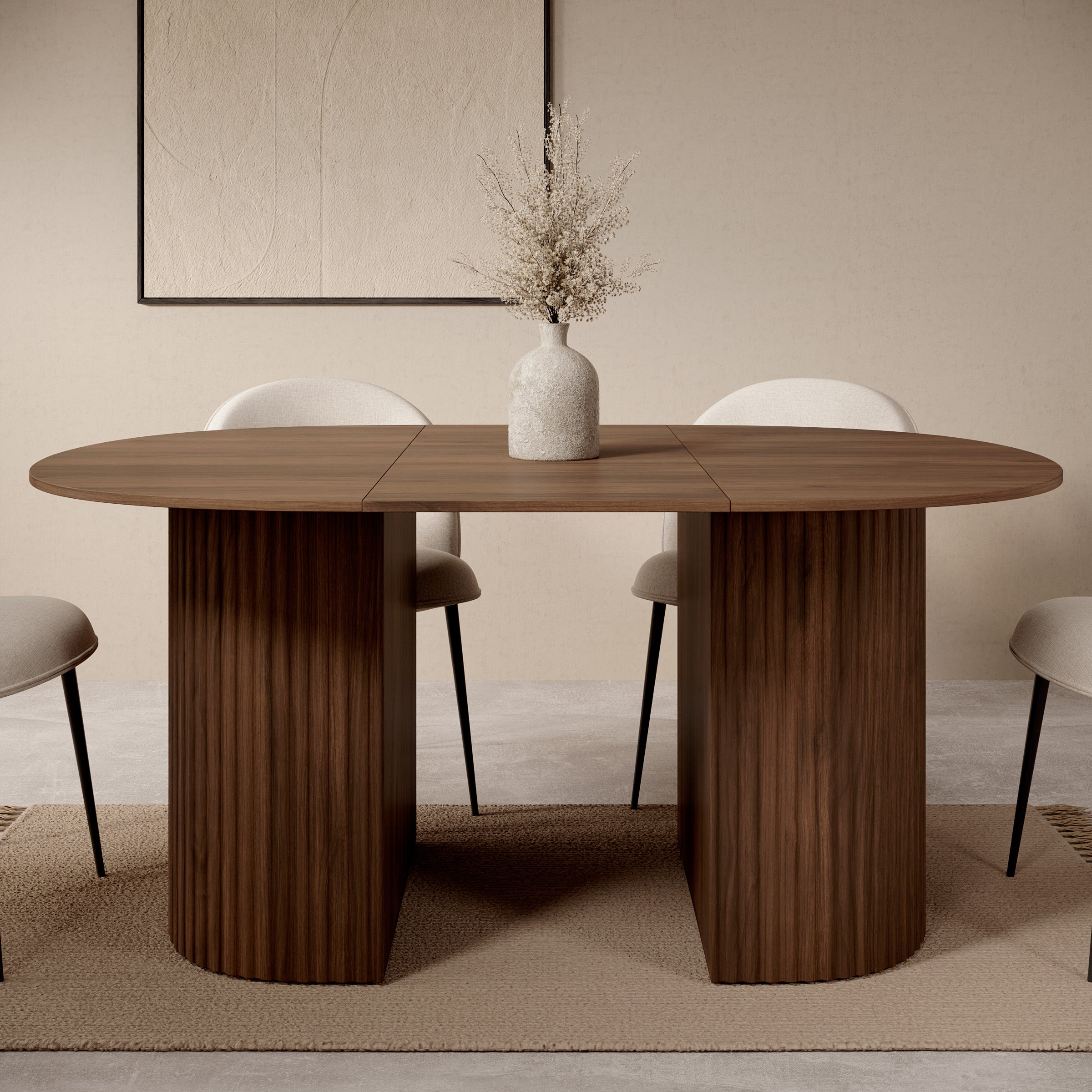 Cirello - Eetkamertafel uitschuifbaar - Walnootpatroon - 120x110x77 cm