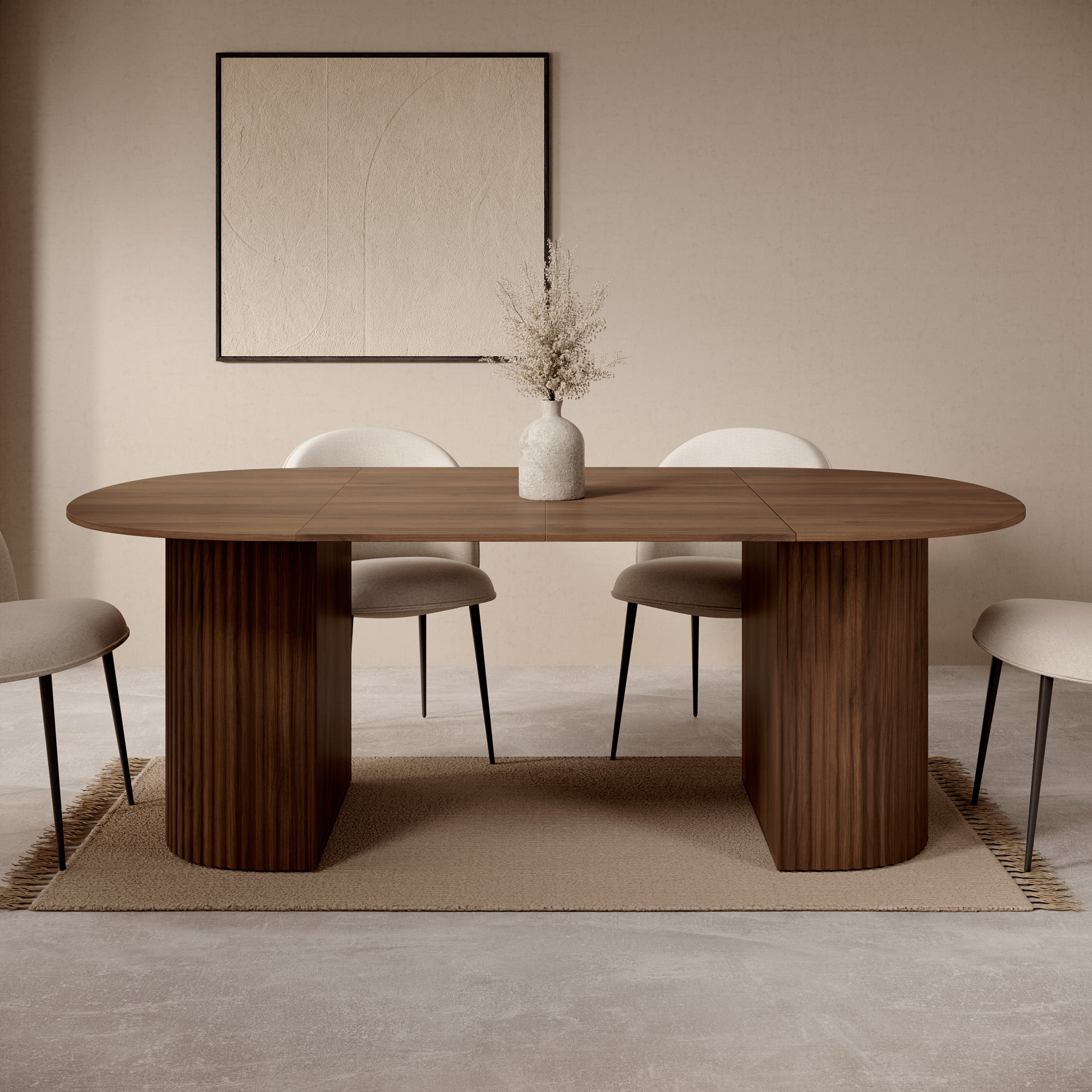 Cirello - Eetkamertafel uitschuifbaar - Walnootpatroon - 120x110x77 cm